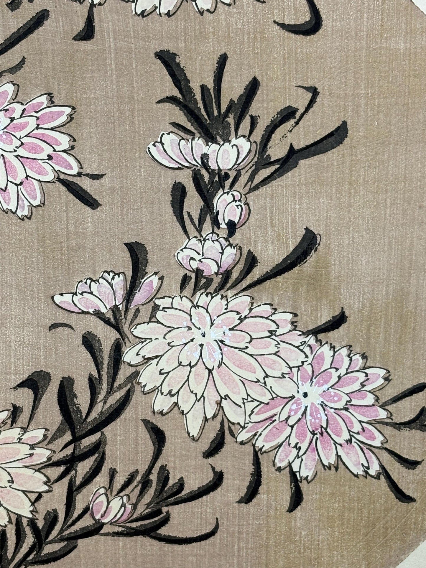 1908, Japanese antique woodblock print, Ito Jakuchu, "Winter Chrysanthemum, from Jakuchu gafu"