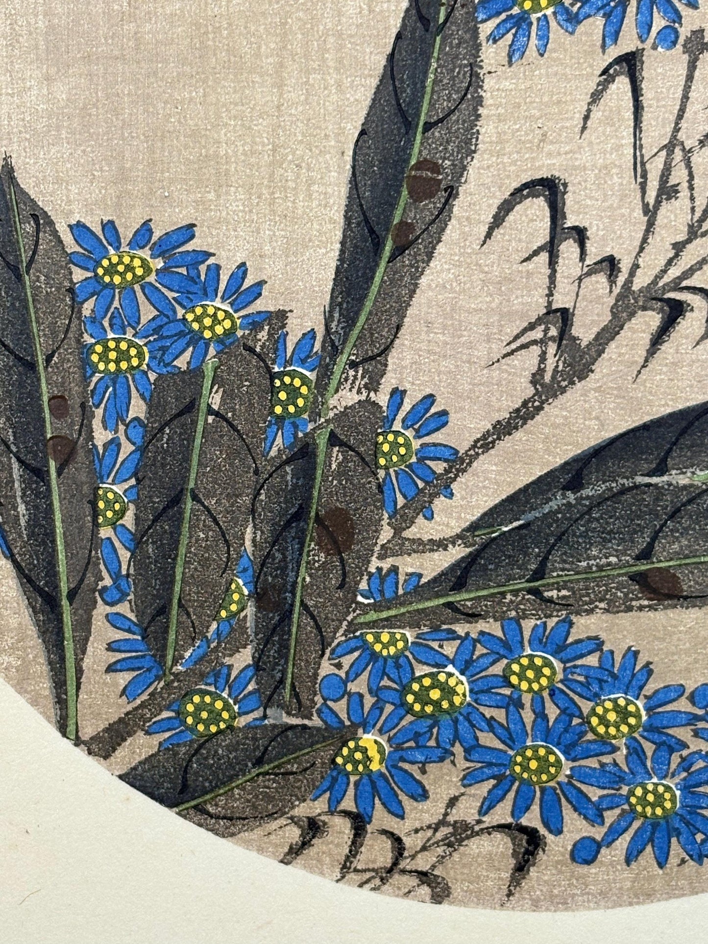 1908, Japanese antique woodblock print, Ito Jakuchu, "Tatarian Aster, from Jakuchu gafu"