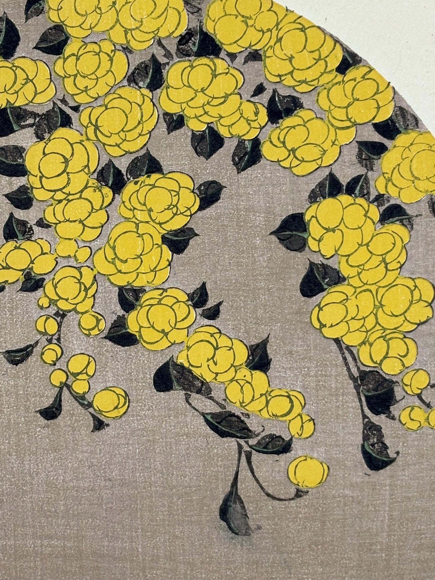 1908, Japanese antique woodblock print, Ito Jakuchu, "Kerria, from Jakuchu gafu"