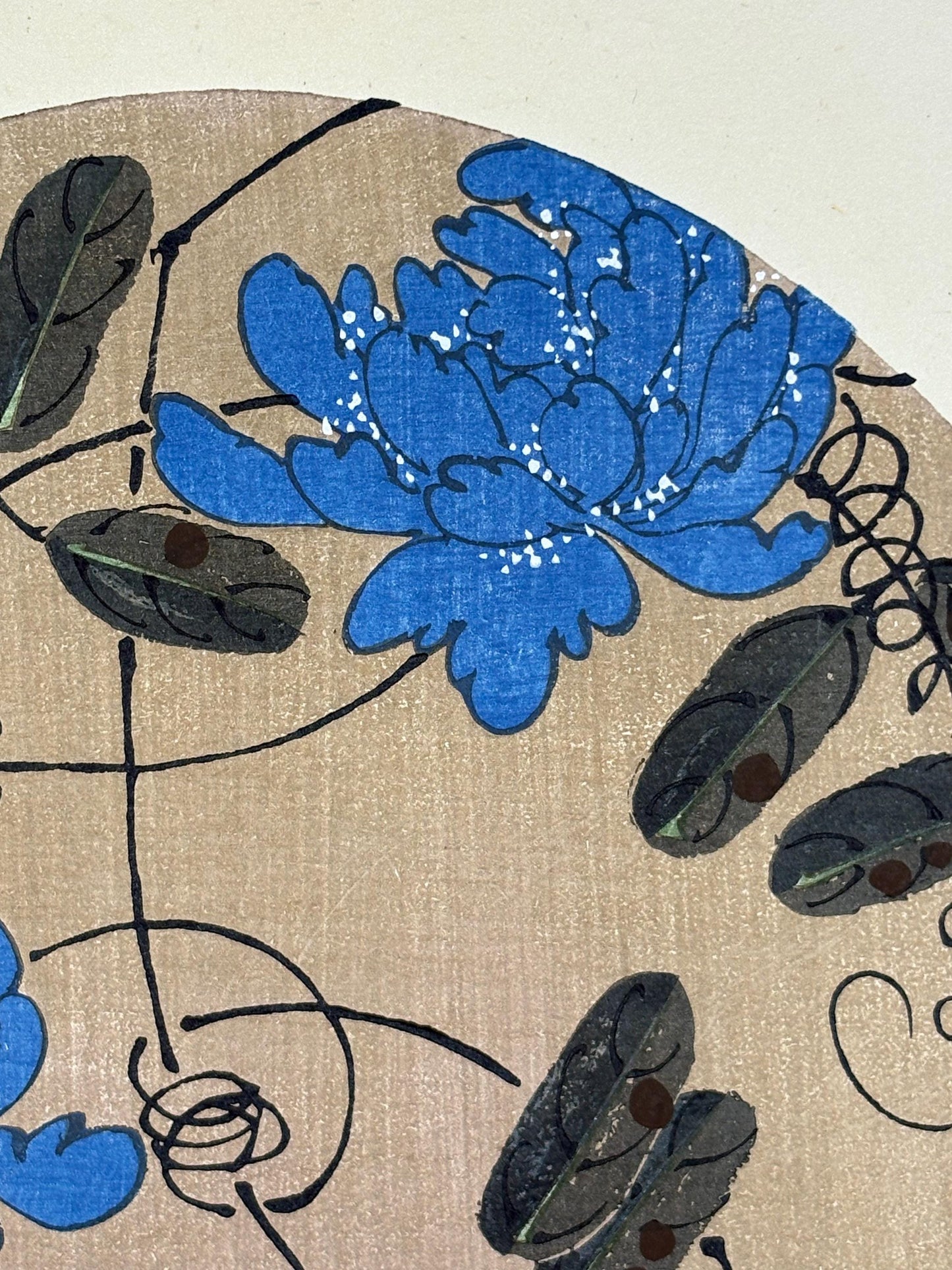 1908, Japanese antique woodblock print, Ito Jakuchu, "Japanese Clematis, from Jakuchu gafu"