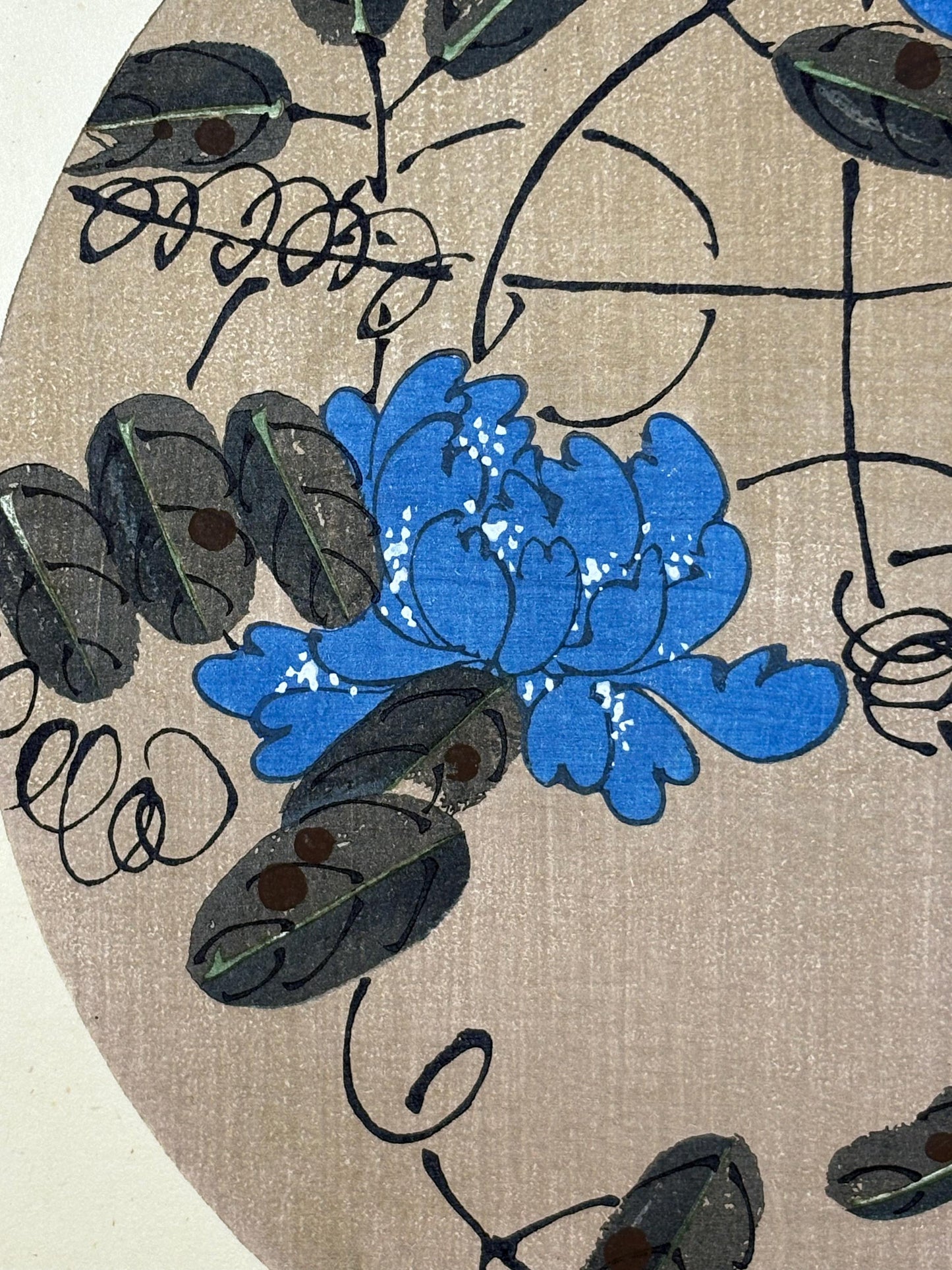 1908, Japanese antique woodblock print, Ito Jakuchu, "Japanese Clematis, from Jakuchu gafu"