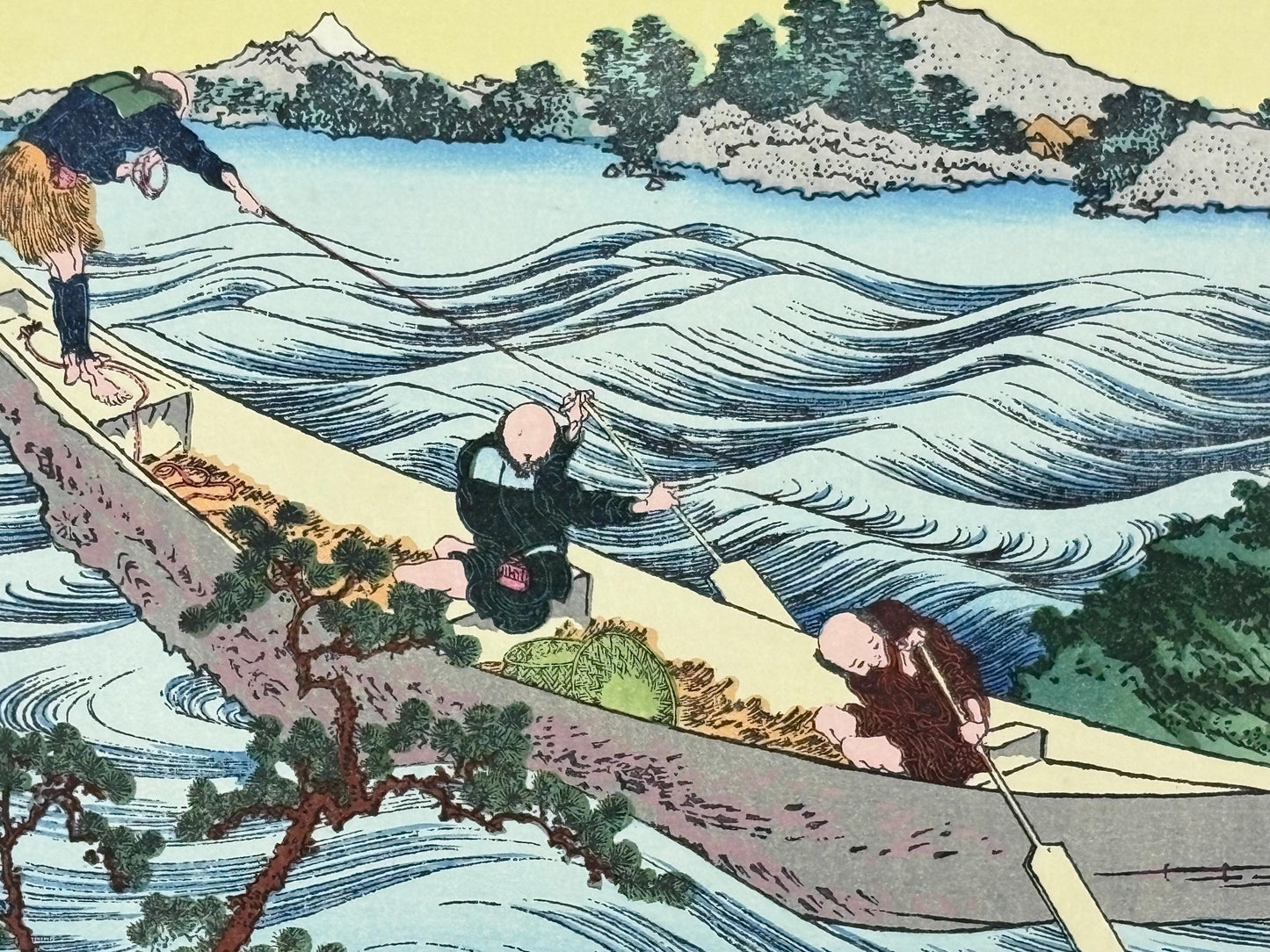 Japanese Ukiyoe, Woodblock print, Katsushika Hokusai, "Mt.fuji from the lake Suwa with Mt.Yastugatake for a foreground"