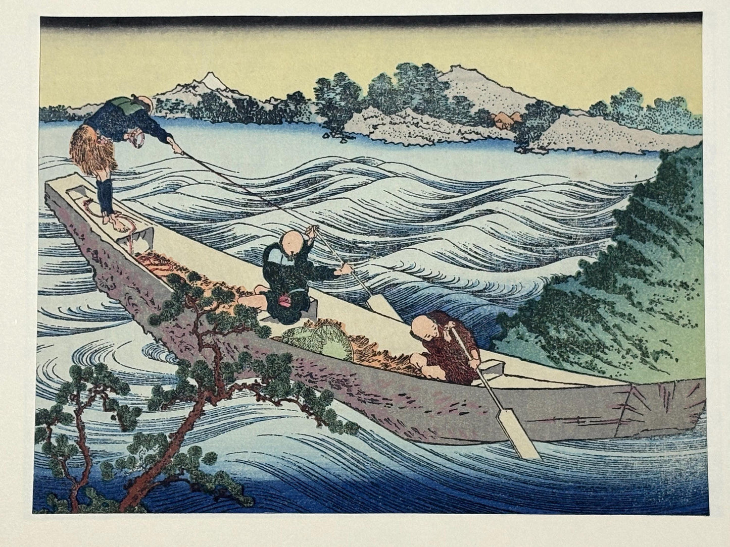 Japanese Ukiyoe, Woodblock print, Katsushika Hokusai, "Mt.fuji from the lake Suwa with Mt.Yastugatake for a foreground"