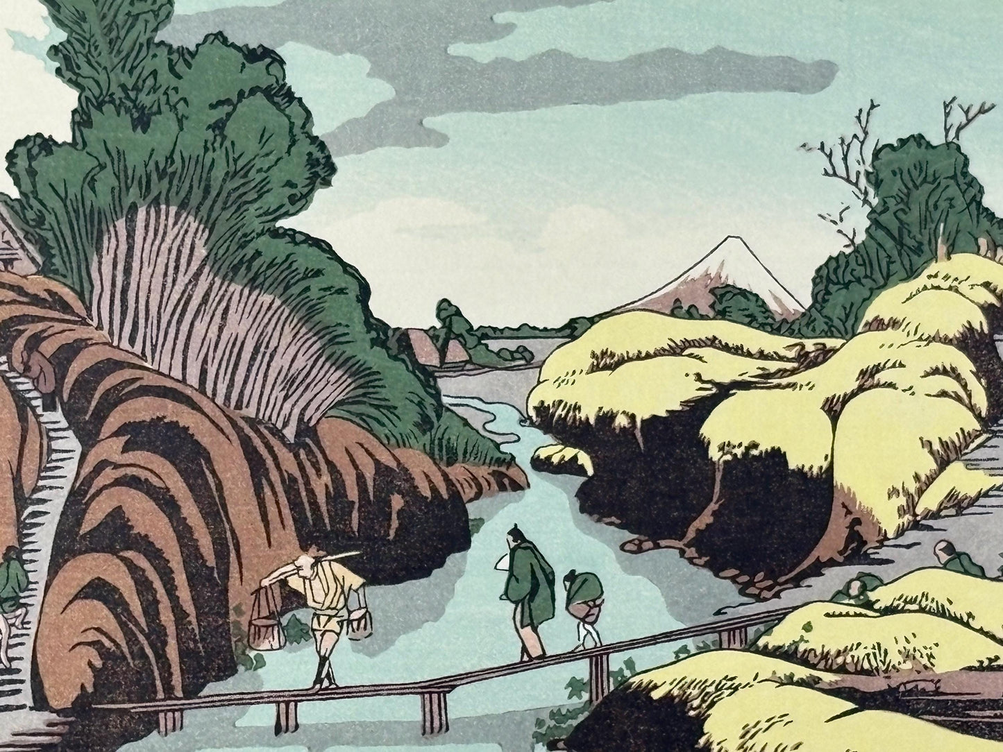 Japanese Ukiyoe, Woodblock print, Katsushika Hokusai, "A scenery on the Taki-no-kawa River"