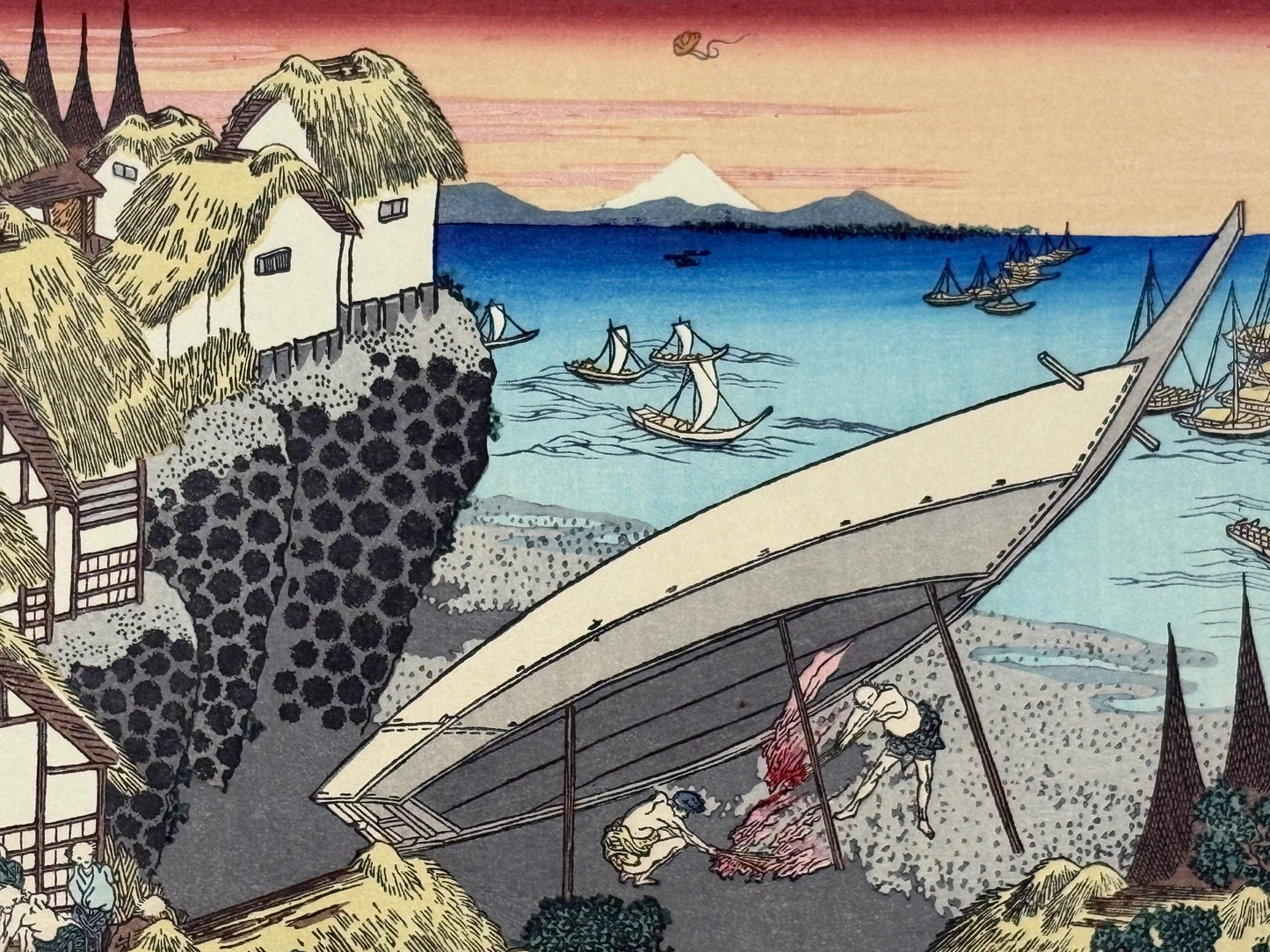 Japanese Ukiyoe, Woodblock print, Katsushika Hokusai, "Mt.fuji and a beacon"
