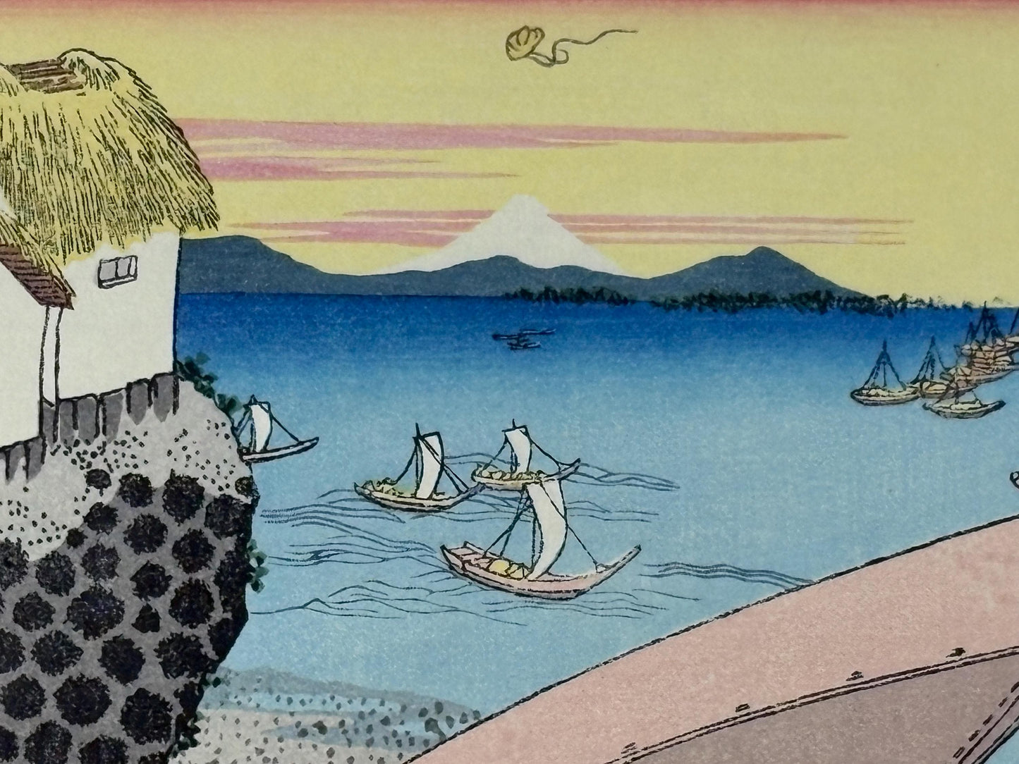 Japanese Ukiyoe, Woodblock print, Hokusai, "Mt.fuji and a beacon"
