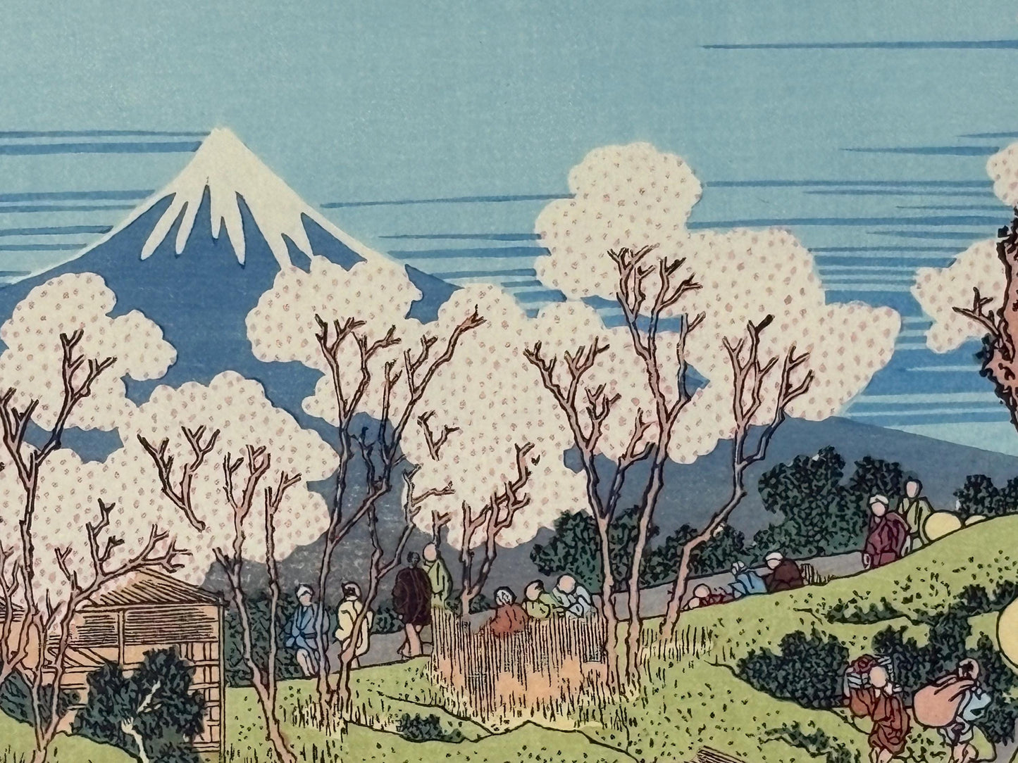 Japanese Ukiyoe, Woodblock print, Katsushika Hokusai, "Mt.fuji as seen from Sumida"