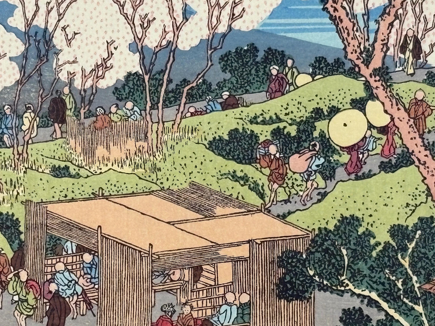 Japanese Ukiyoe, Woodblock print, Katsushika Hokusai, "Mt.fuji as seen from Sumida"