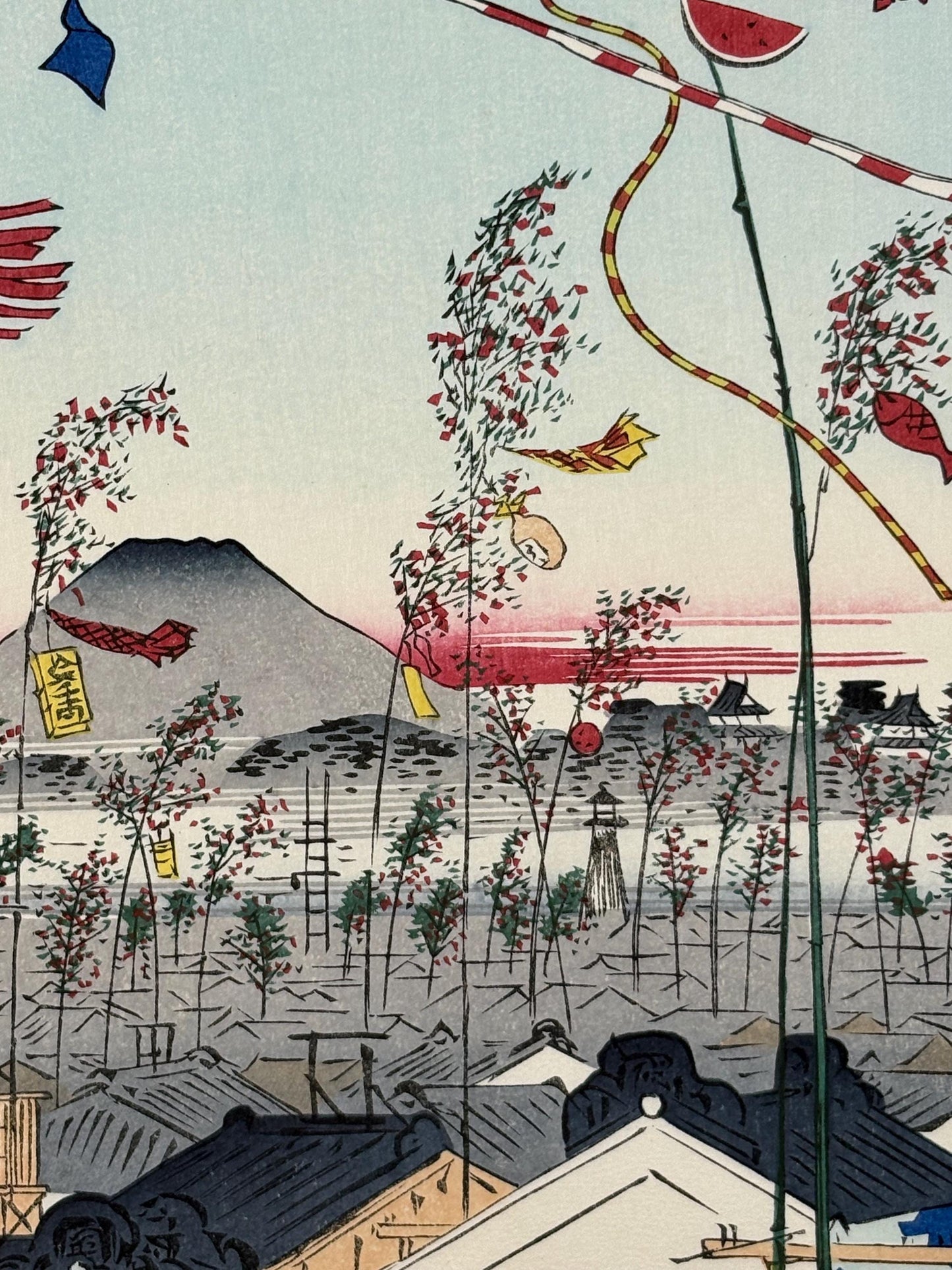 Japanese woodblock print, Hiroshige, "The City Flourishing, Tanabata Festival, from the series One Hundred Famous Views of Edo"