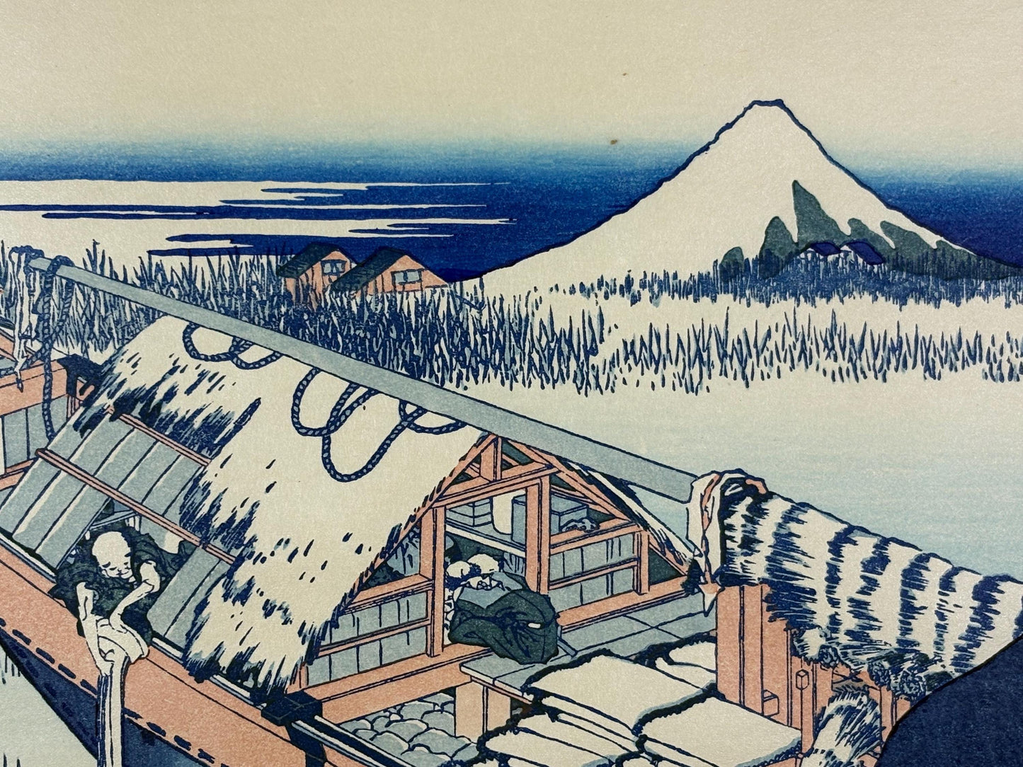 Japanese Ukiyo-e, Woodcut print, Hokusai, "Ushibori in Hitachi Province"
