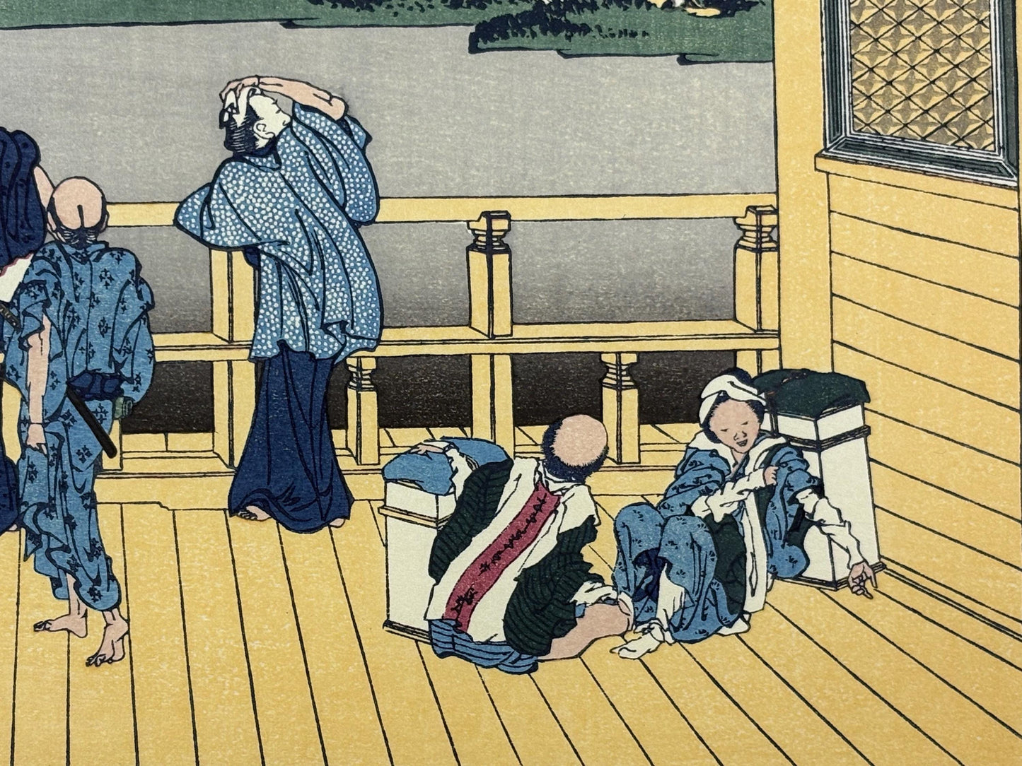 Japanese Ukiyo-e, Woodcut print, Hokusai, "Yoshida at Tōkaidō"
