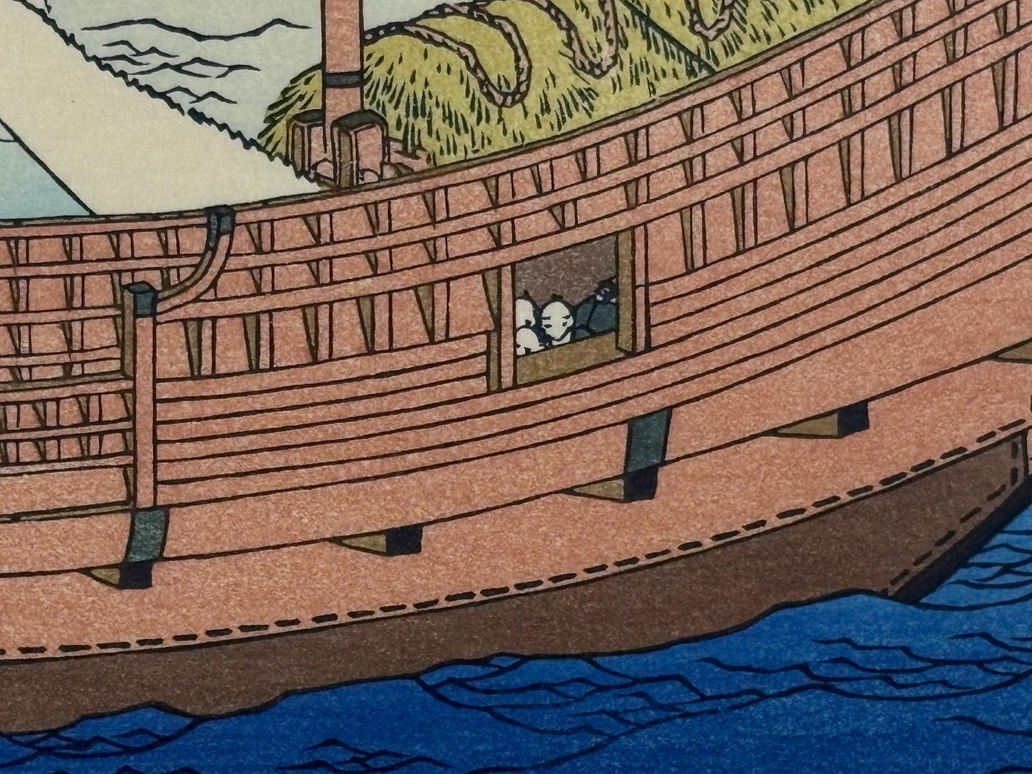 Japanese Ukiyo-e, Woodcut print, Hokusai, "The Kazusa Province sea route"