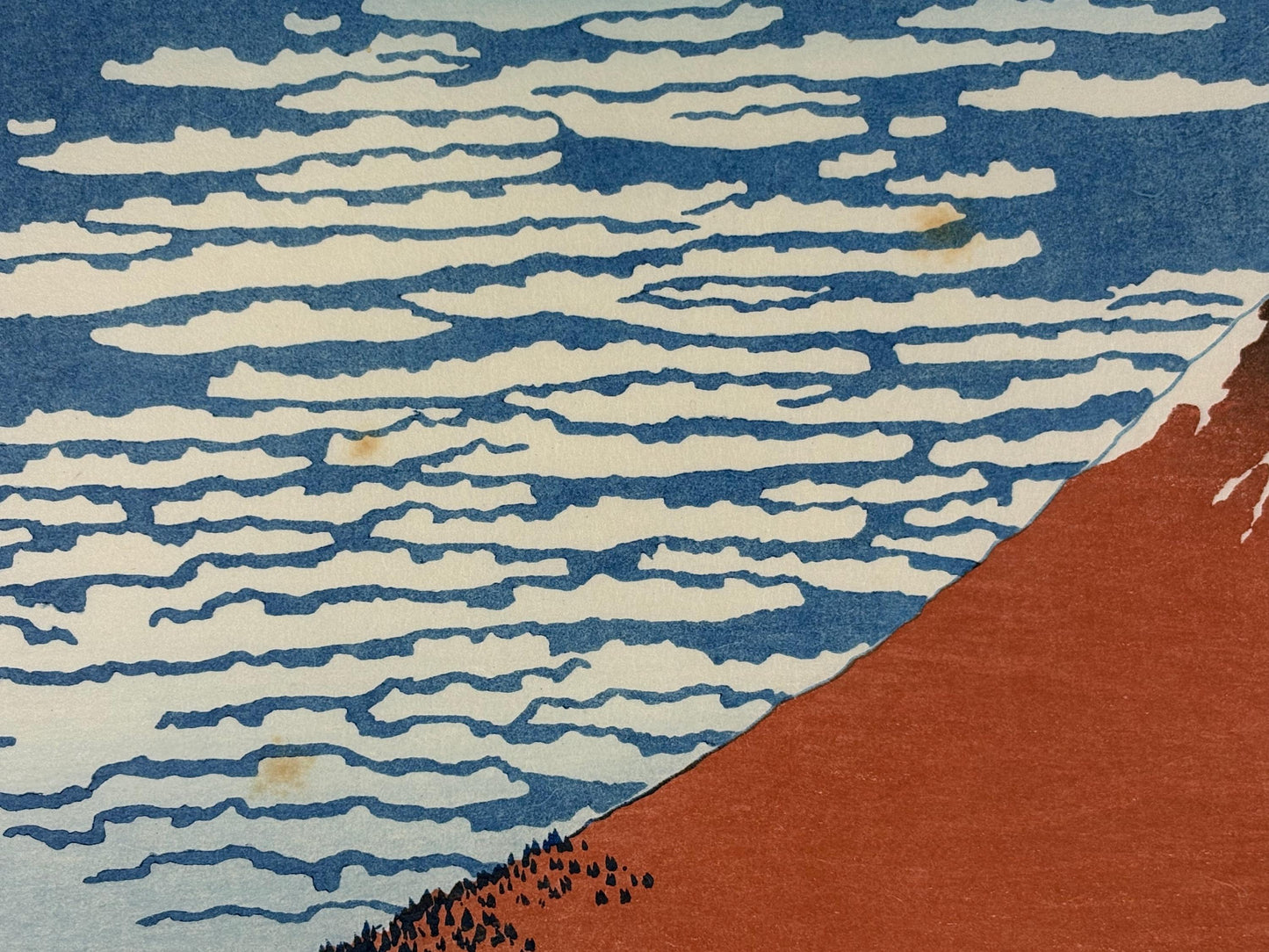 Japanese Ukiyo-e, Woodcut print, Hokusai, "Fine Wind, Clear Morning"