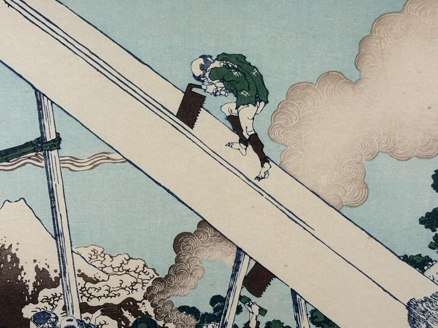 Japanese Ukiyo-e, Woodcut print, Hokusai, "Mount Fuji from the mountains of Tōtōmi"