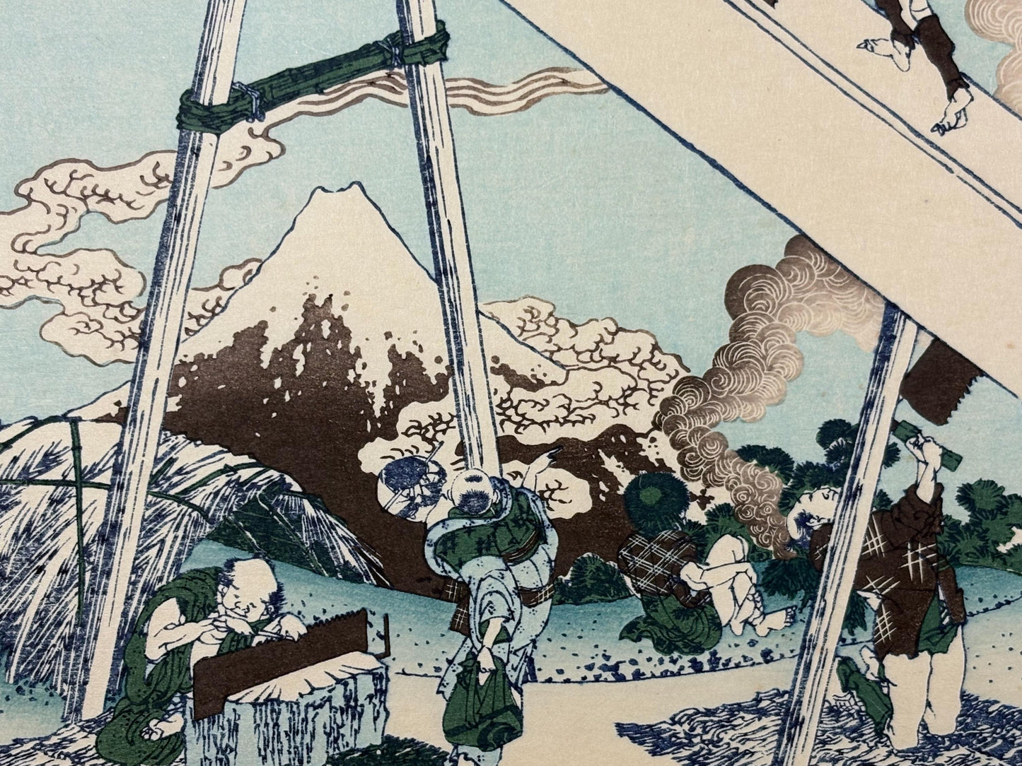 Japanese Ukiyo-e, Woodcut print, Hokusai, "Mount Fuji from the mountains of Tōtōmi"
