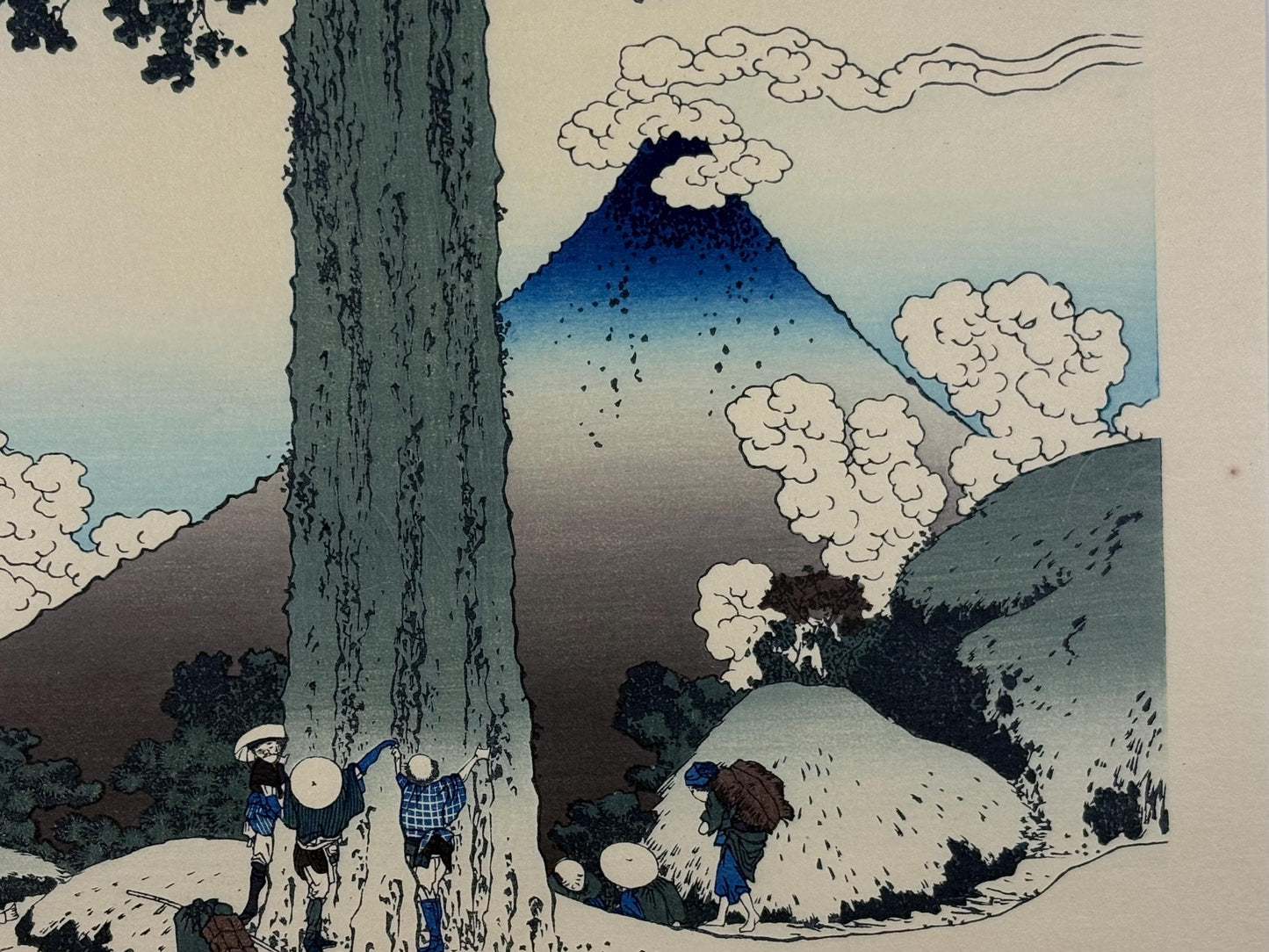 Japanese Ukiyo-e Woodblock print, Hokusai, "Mishima Pass in Kai Province"