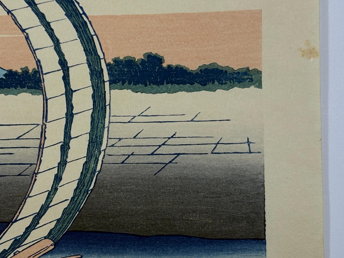 Japanese Ukiyo-e, Woodcut print, Hokusai, "Fuji View Field in Owari Province"