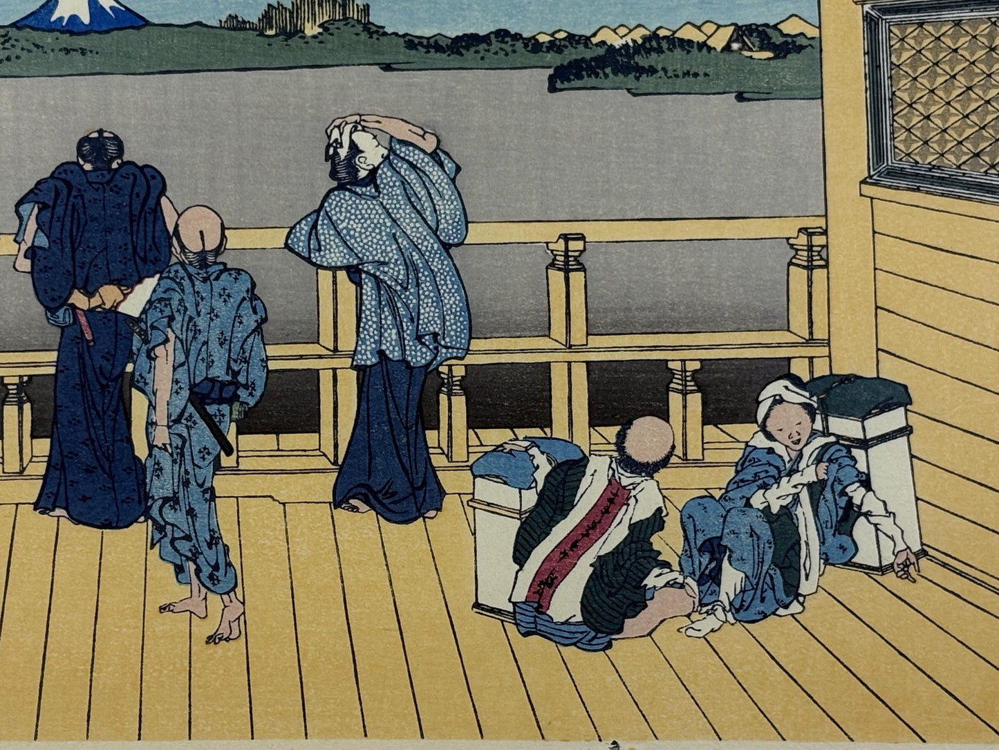 Japanese Ukiyo-e, Woodcut print, Hokusai, "Yoshida at Tōkaidō"