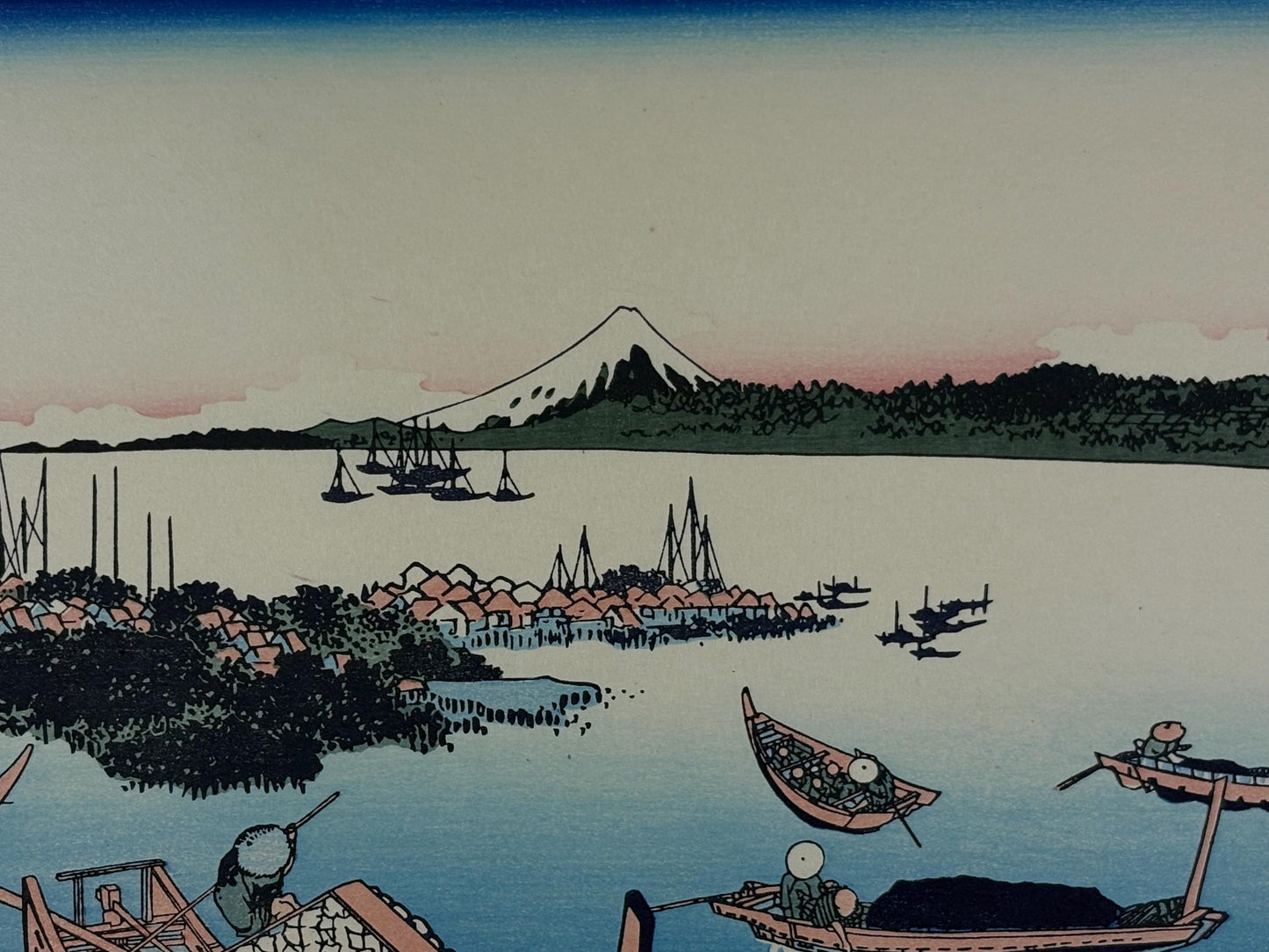 Japanese Ukiyo-e Woodblock print, Hokusai, "Tsukuda Island in Musashi Province"