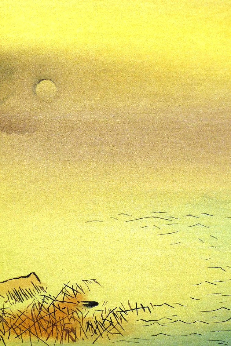 Japanese woodblock print, Large size, Japanese antique woodblock print, Kano Tanyu, Fujiwara Sadaie.