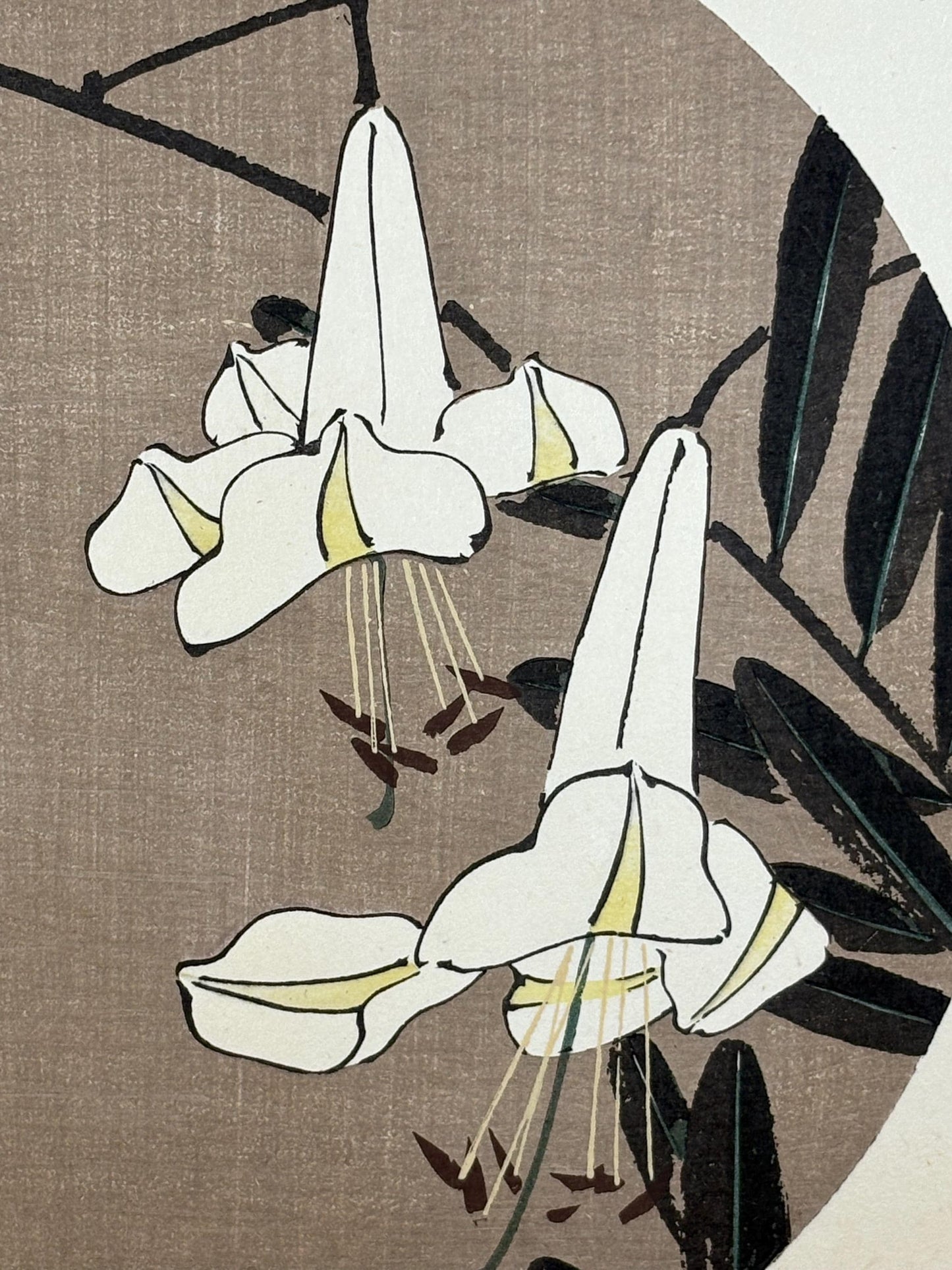 1908, Japanese antique woodblock print, Ito Jakuchu, "Lily, from Jakuchu gafu"