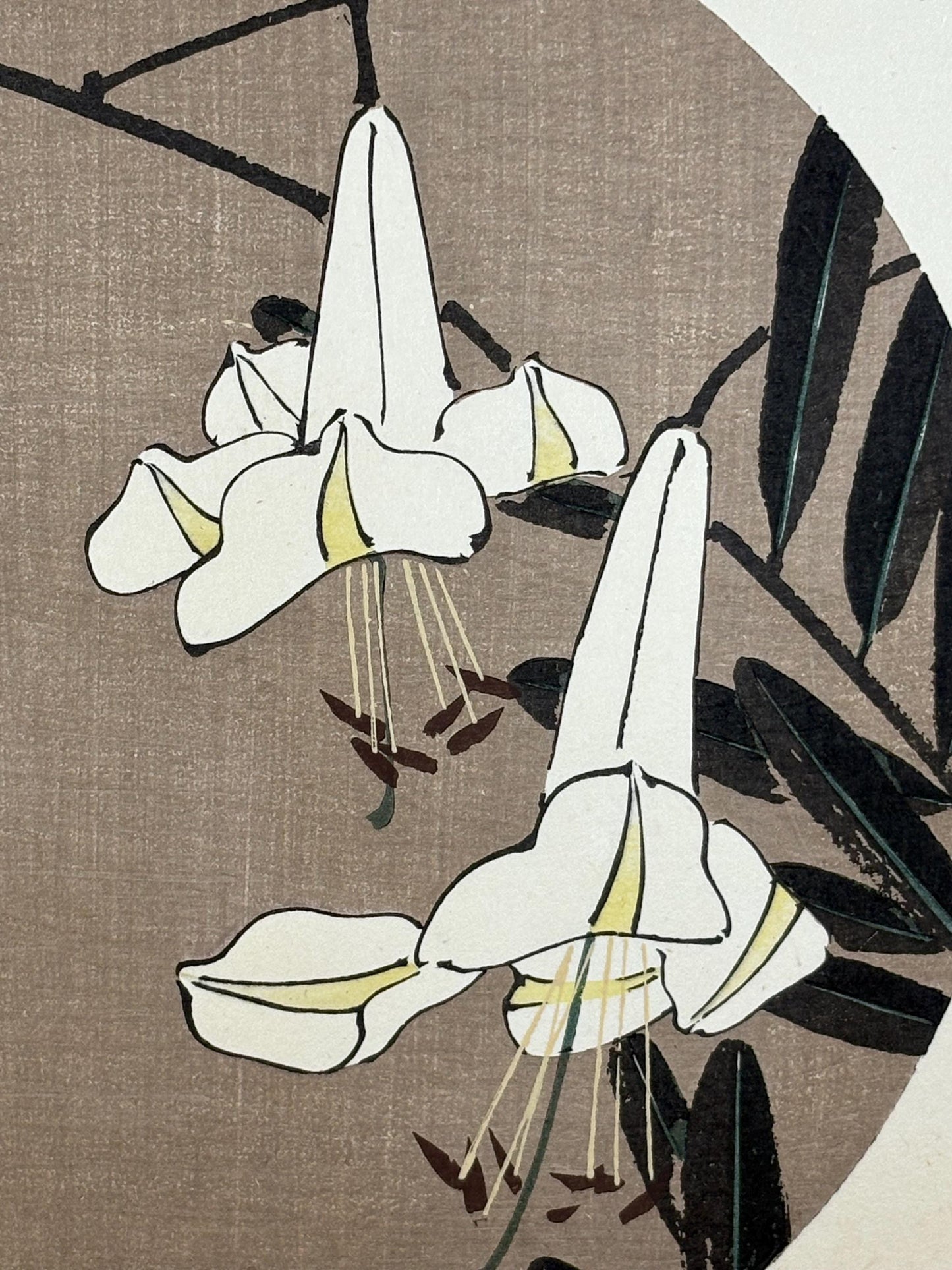 1908, Japanese antique woodblock print, Ito Jakuchu, "Lily, from Jakuchu gafu"