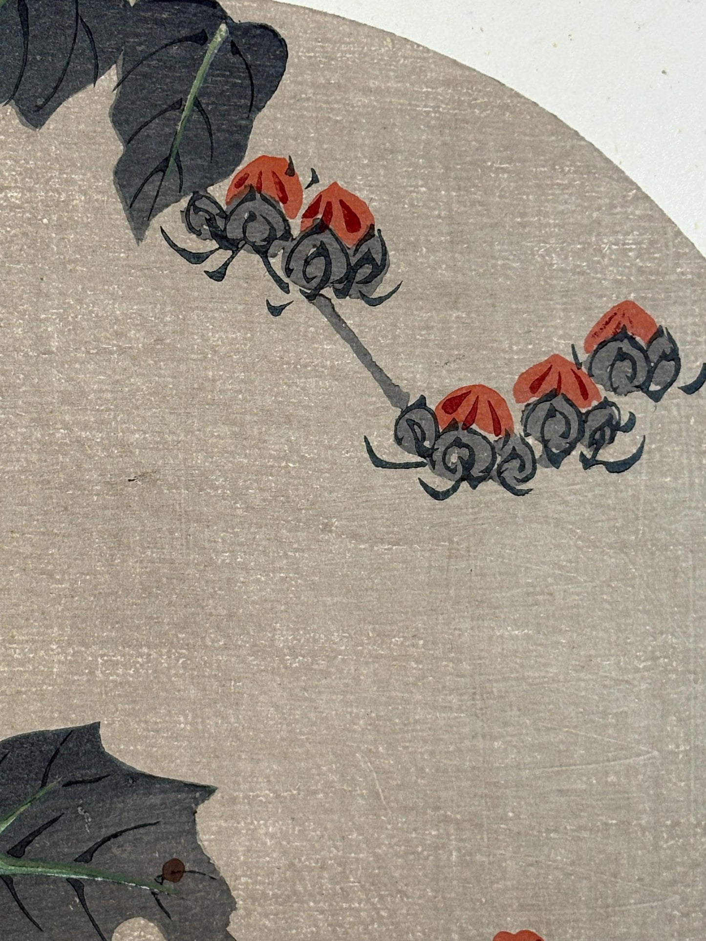 1908, Japanese antique woodblock print, Ito Jakuchu, "Althaea rosea, from Jakuchu gafu"