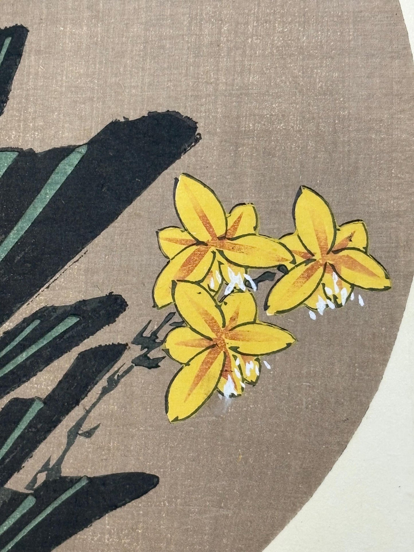 1908, Japanese antique woodblock print, Ito Jakuchu, "Leopard flower, from Jakuchu gafu"