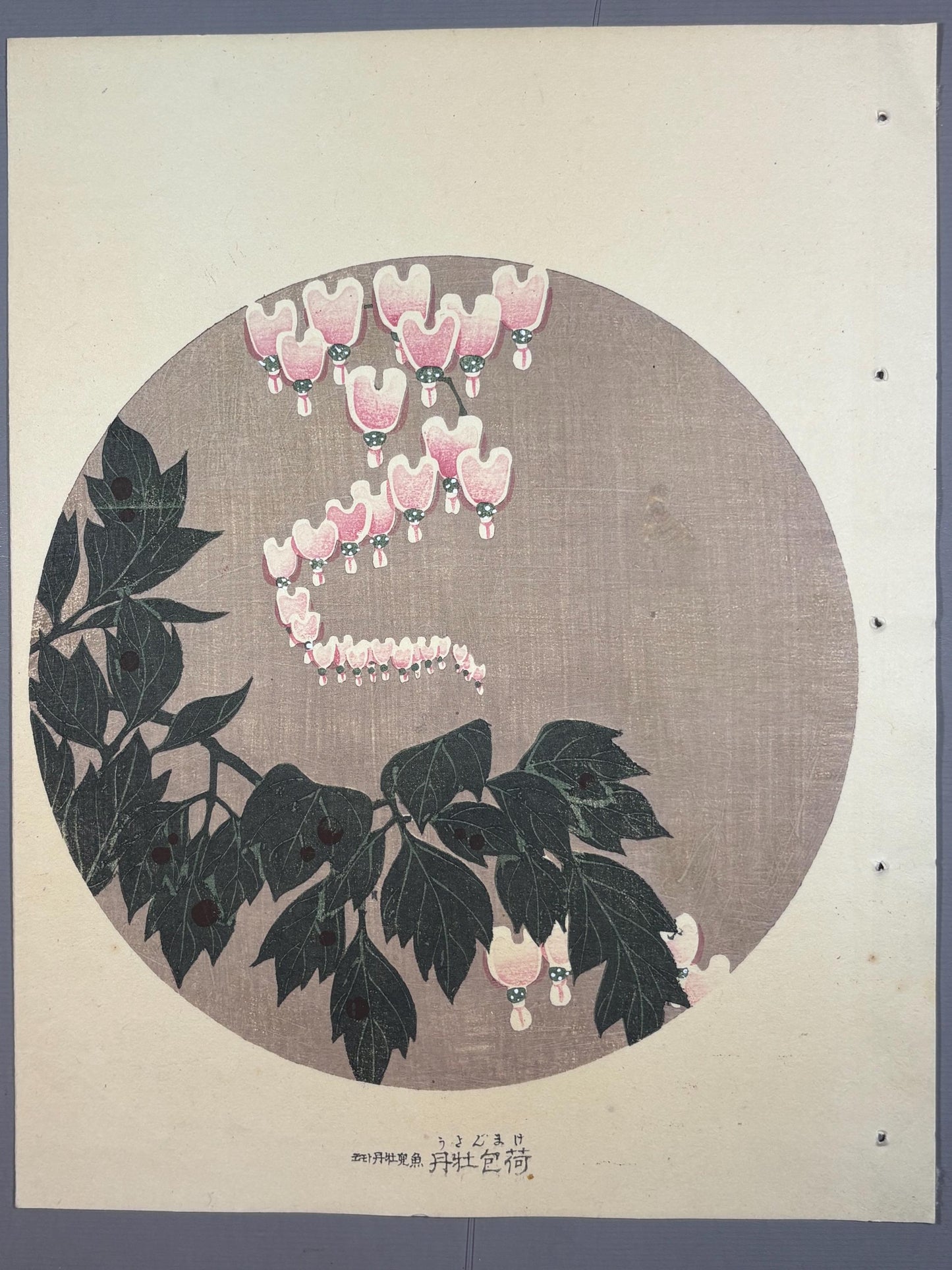 1908, Japanese antique woodblock print, Ito Jakuchu, "Bleeding Heart, from Jakuchu gafu"