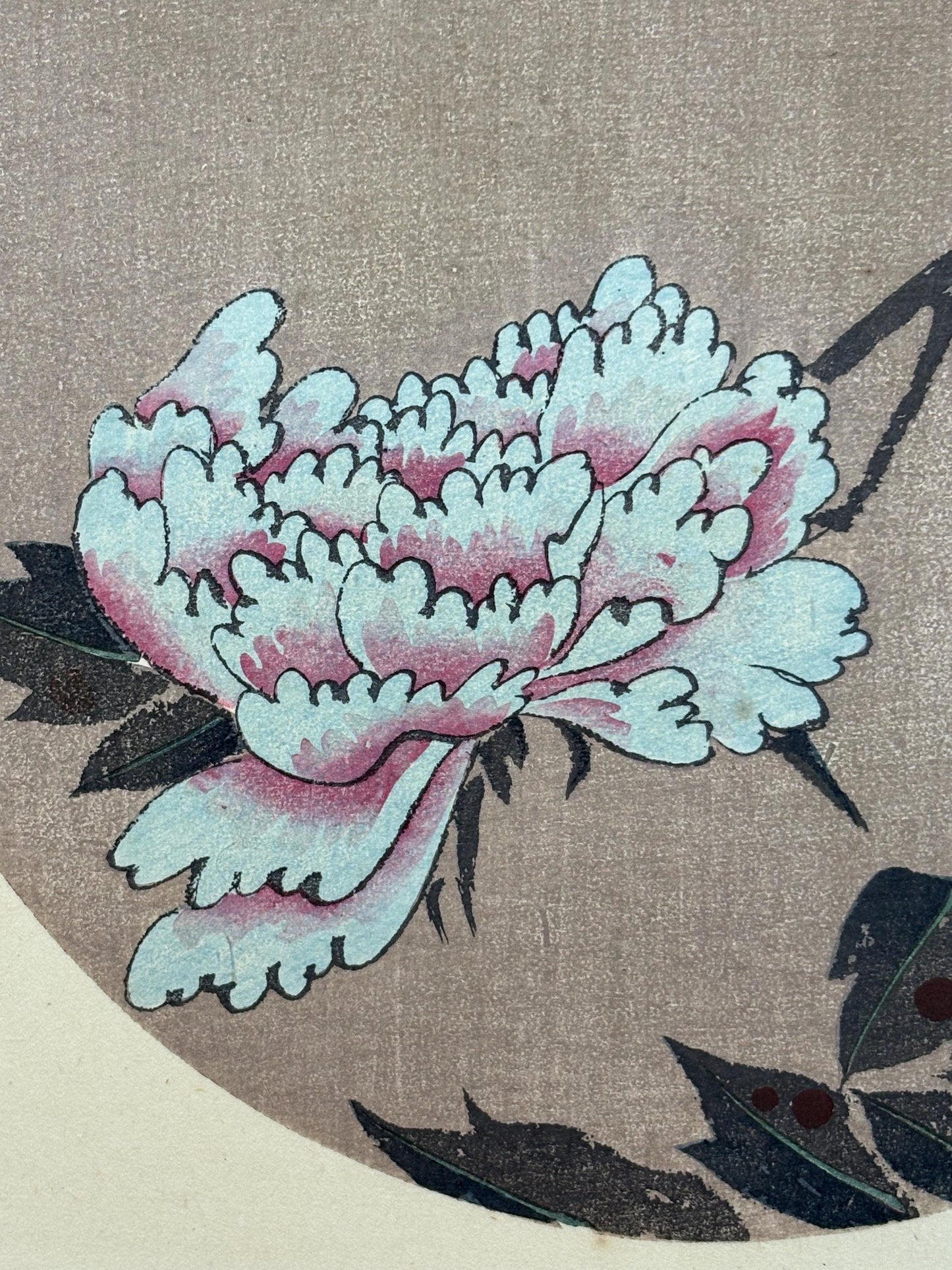 1908, Japanese antique woodblock print, Ito Jakuchu, "peony, from Jakuchu gafu"