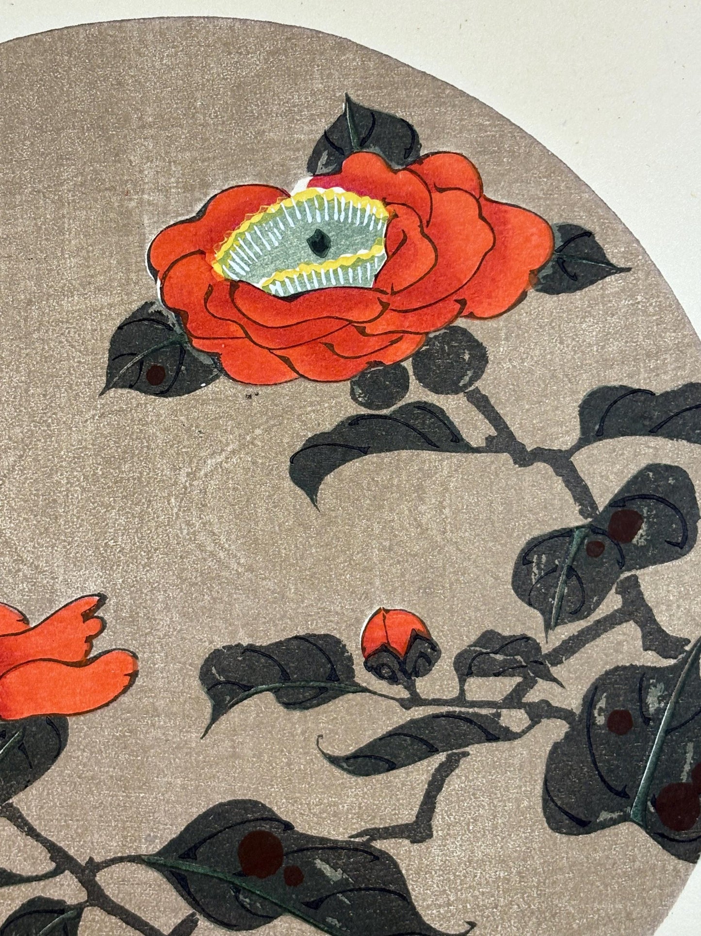 1908, Japanese antique woodblock print, Ito Jakuchu, "Camellia, from Jakuchu gafu"