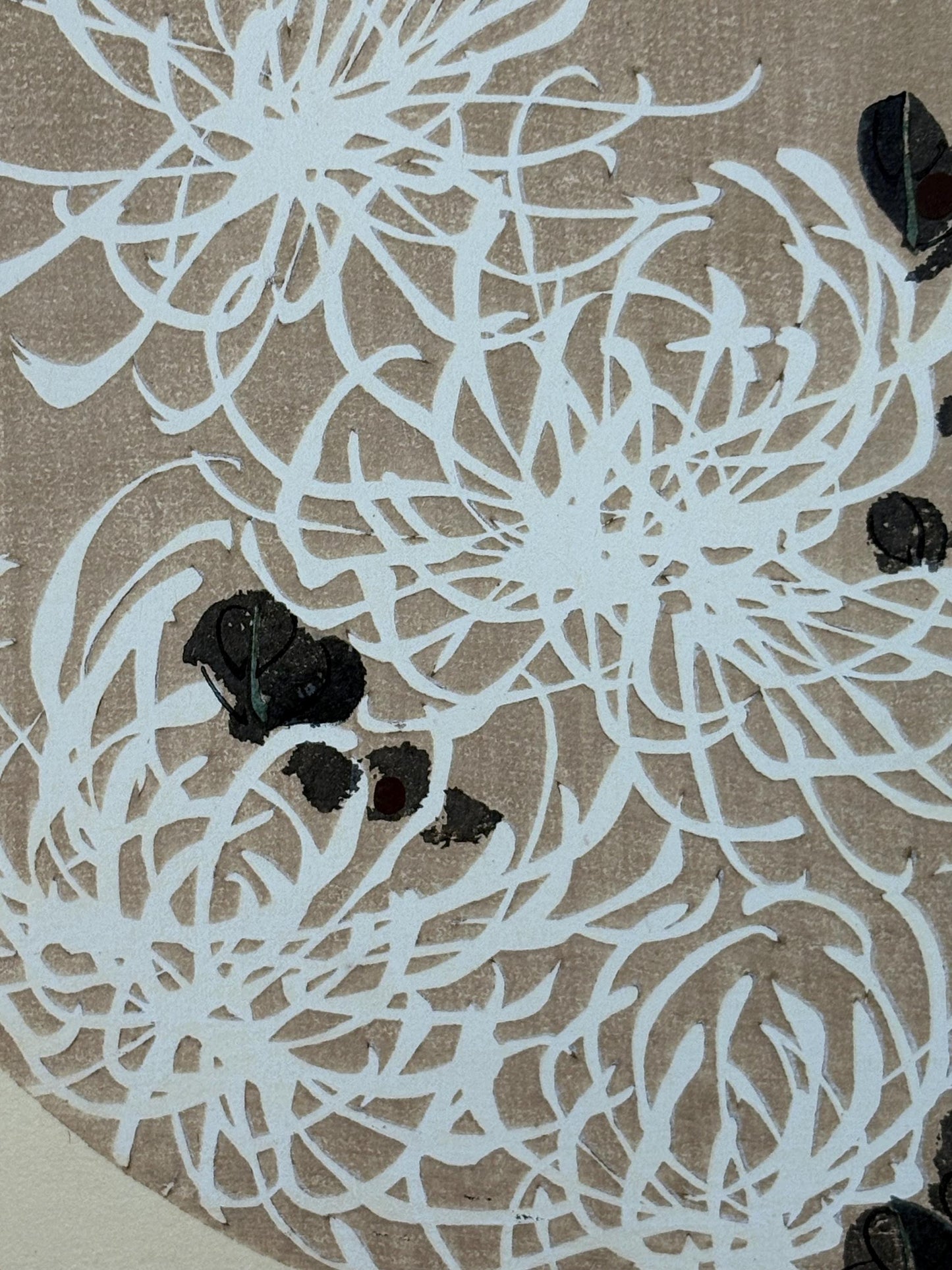 1908, Japanese antique woodblock print, Ito Jakuchu, "Chrysanthemum, from Jakuchu gafu"