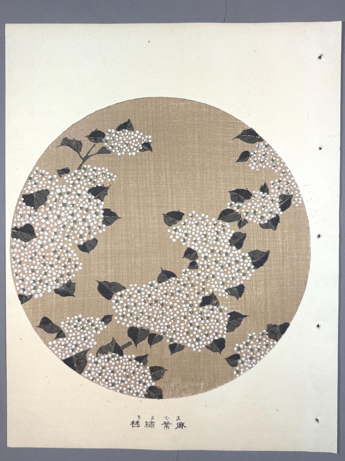 1908, Japanese antique woodblock print, Ito Jakuchu, "Reeves' Spiraea, from Jakuchu gafu"
