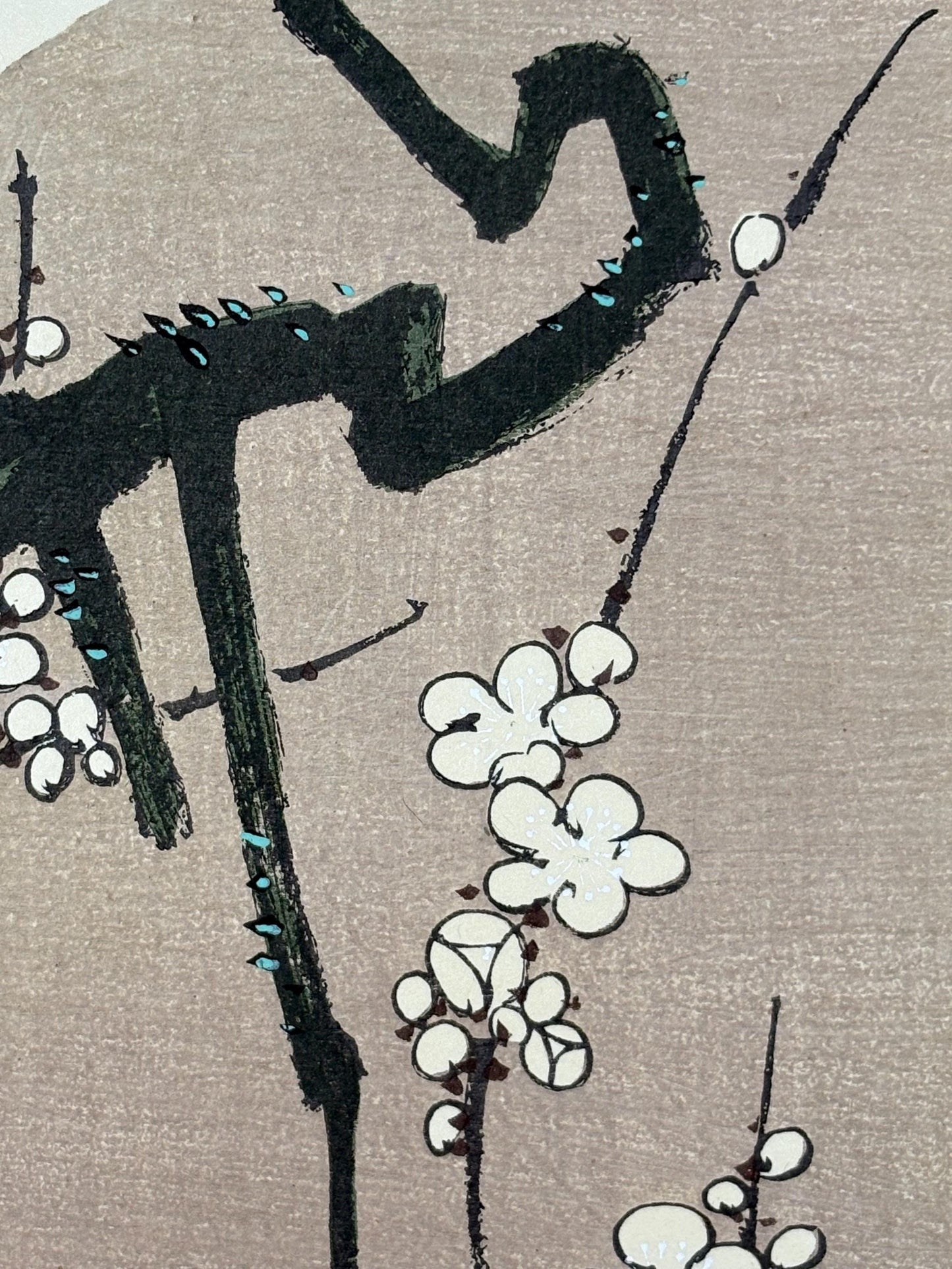 1908, Japanese antique woodblock print, Ito Jakuchu, "White Wisteria, from Jakuchu gafu"
