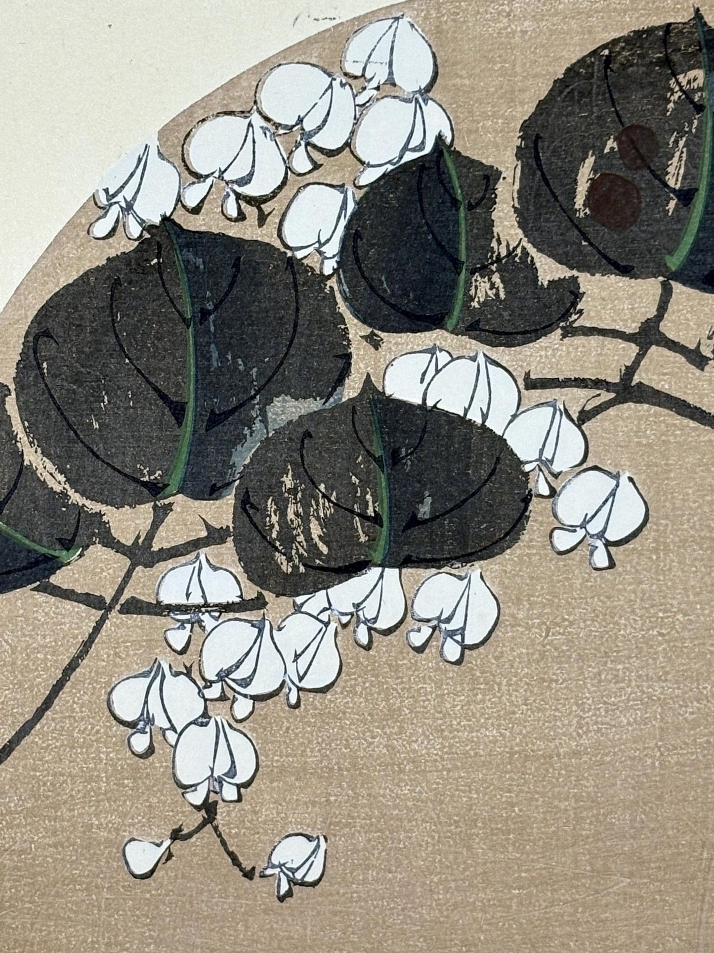 1908, Japanese antique woodblock print, Ito Jakuchu, "White Hyacinth Bean, from Jakuchu gafu"