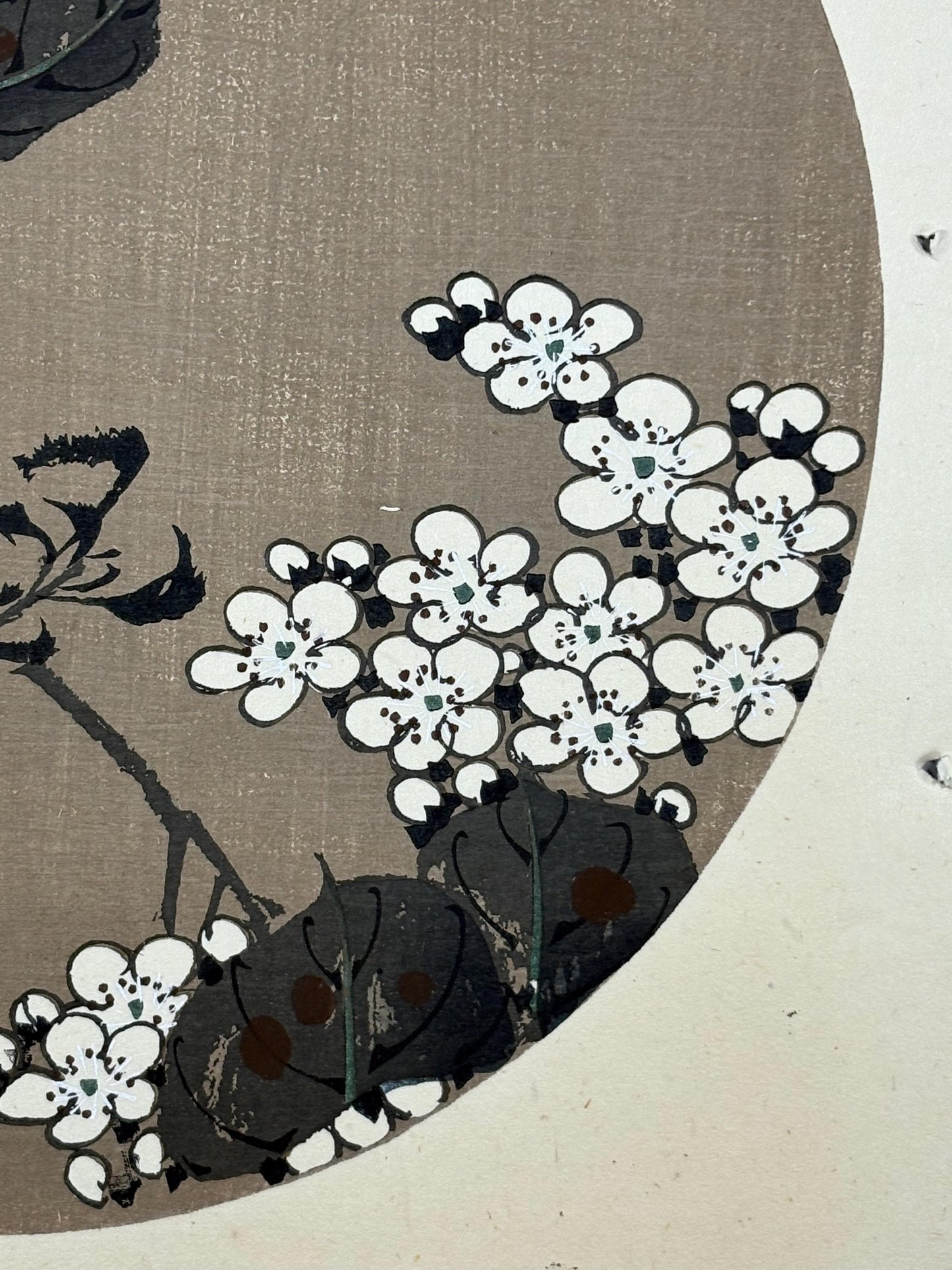 1908, Japanese antique woodblock print, Ito Jakuchu, "Pear Blossom, from Jakuchu gafu"