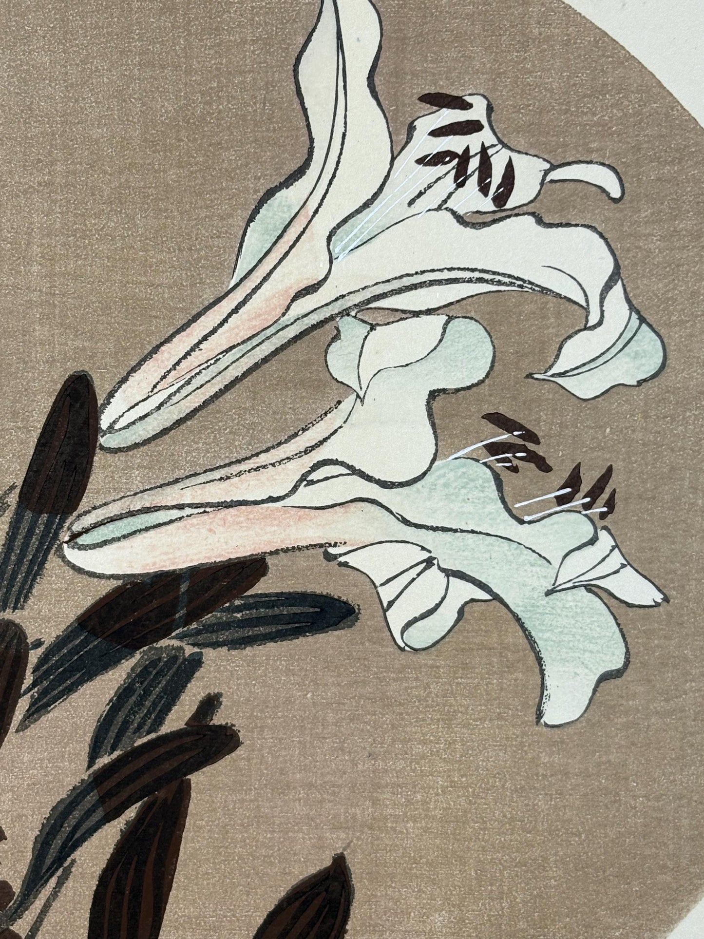 1908, Japanese antique woodblock print, Ito Jakuchu, "Showy Japanese Lily, from Jakuchu gafu"