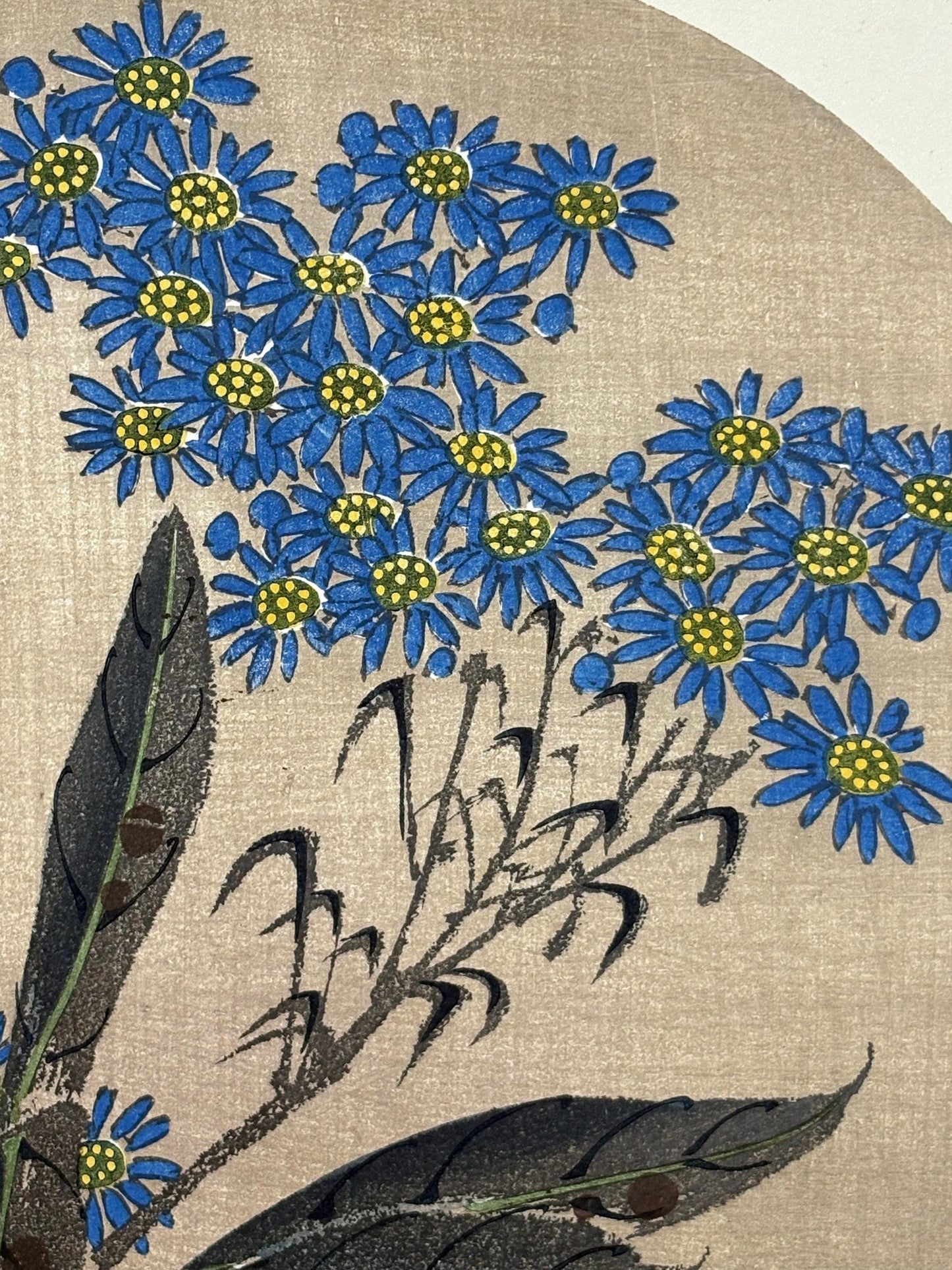1908, Japanese antique woodblock print, Ito Jakuchu, "Tatarian Aster, from Jakuchu gafu"