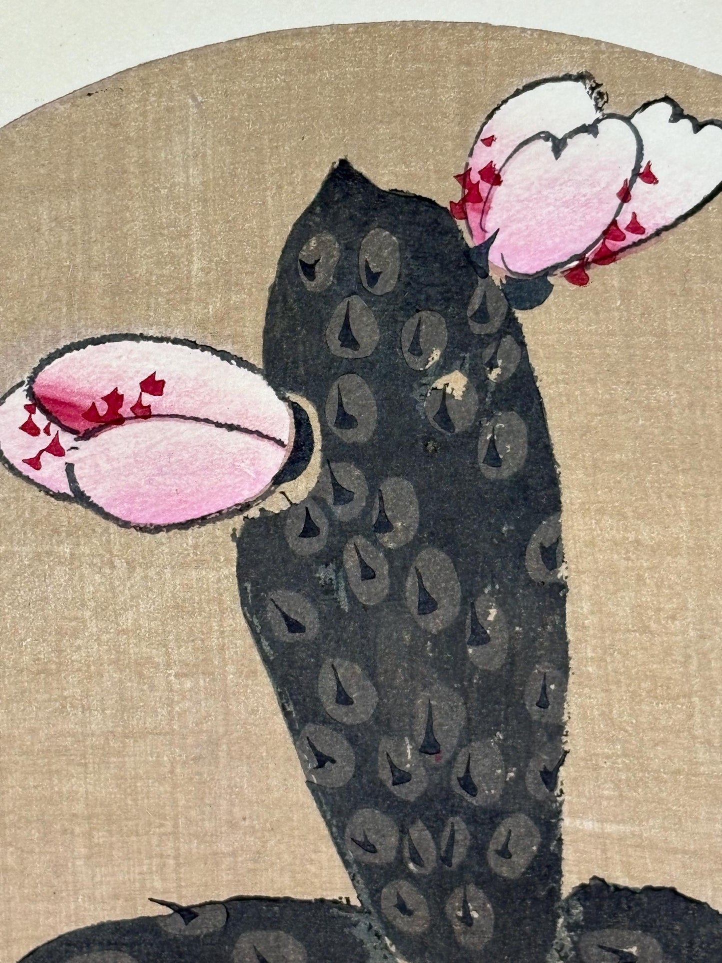 1908, Japanese antique woodblock print, Ito Jakuchu, "Cactus, from Jakuchu gafu"