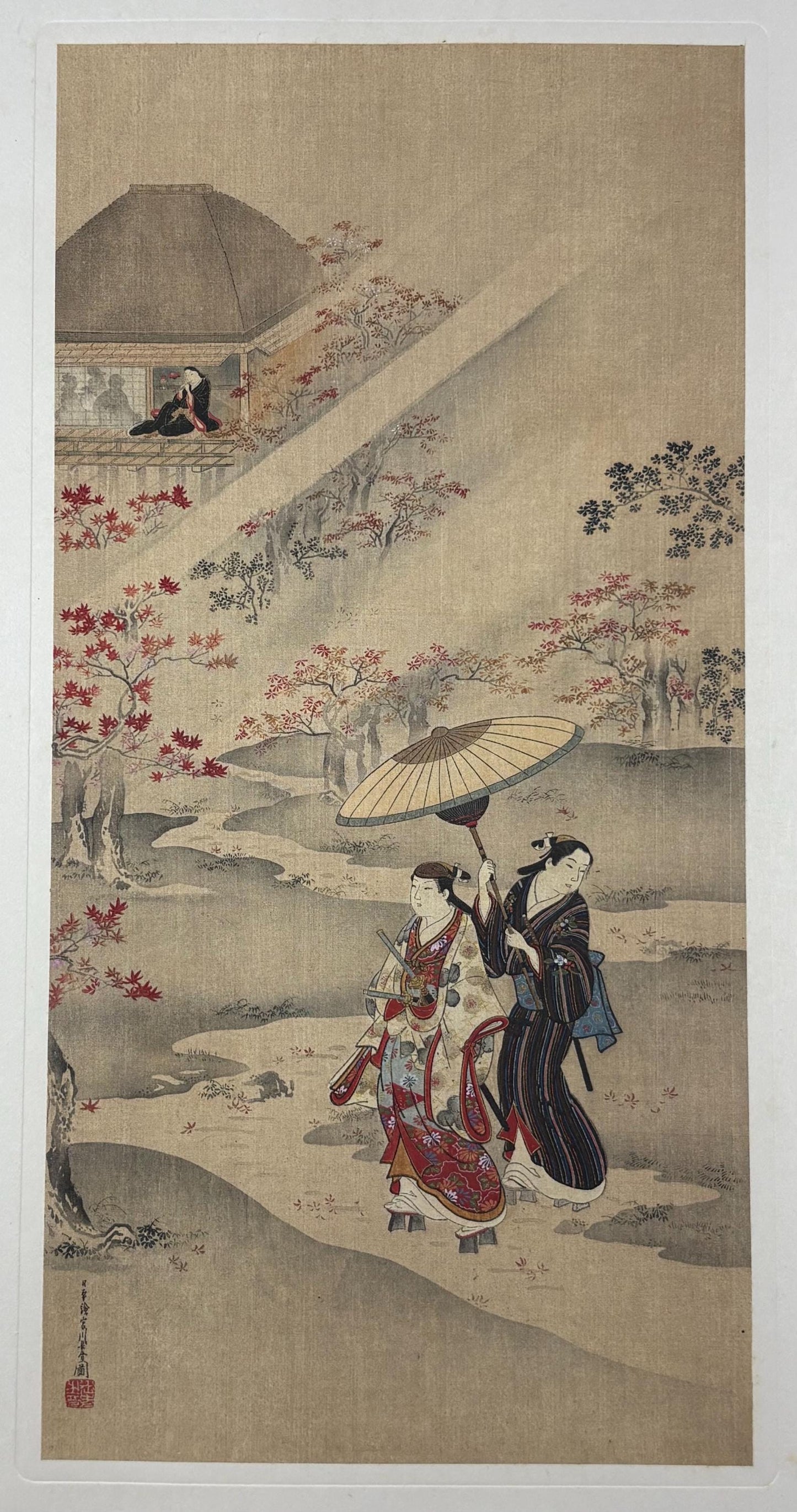 1906, Japanese antique woodblock print, Miyagawa Choshun, "風流美人画", from Ukiyoe-ha-gashu.