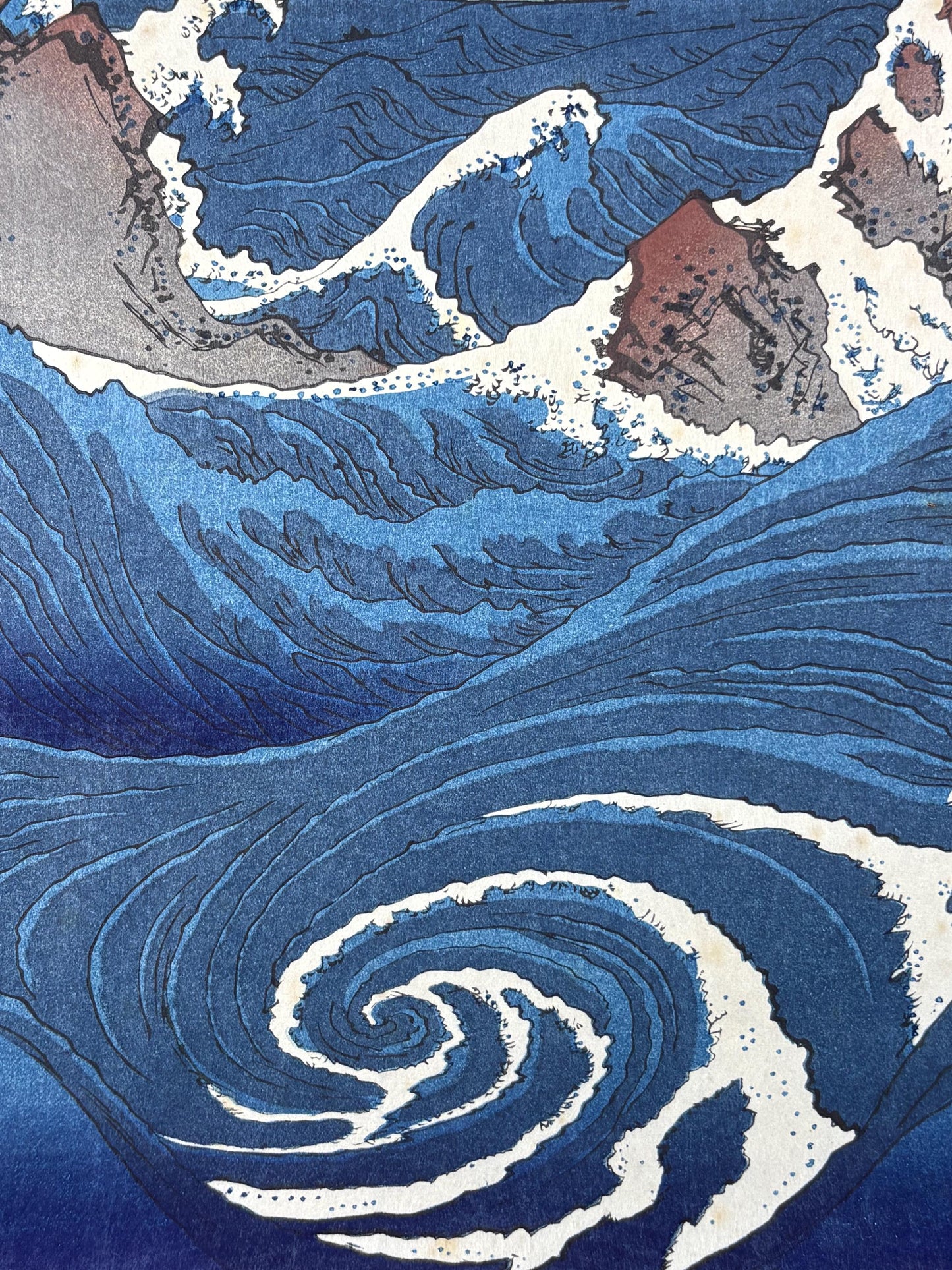 Japanese Ukiyo-e, woodblock print, , Hiroshige, "Awa Province: Naruto Whirlpools "