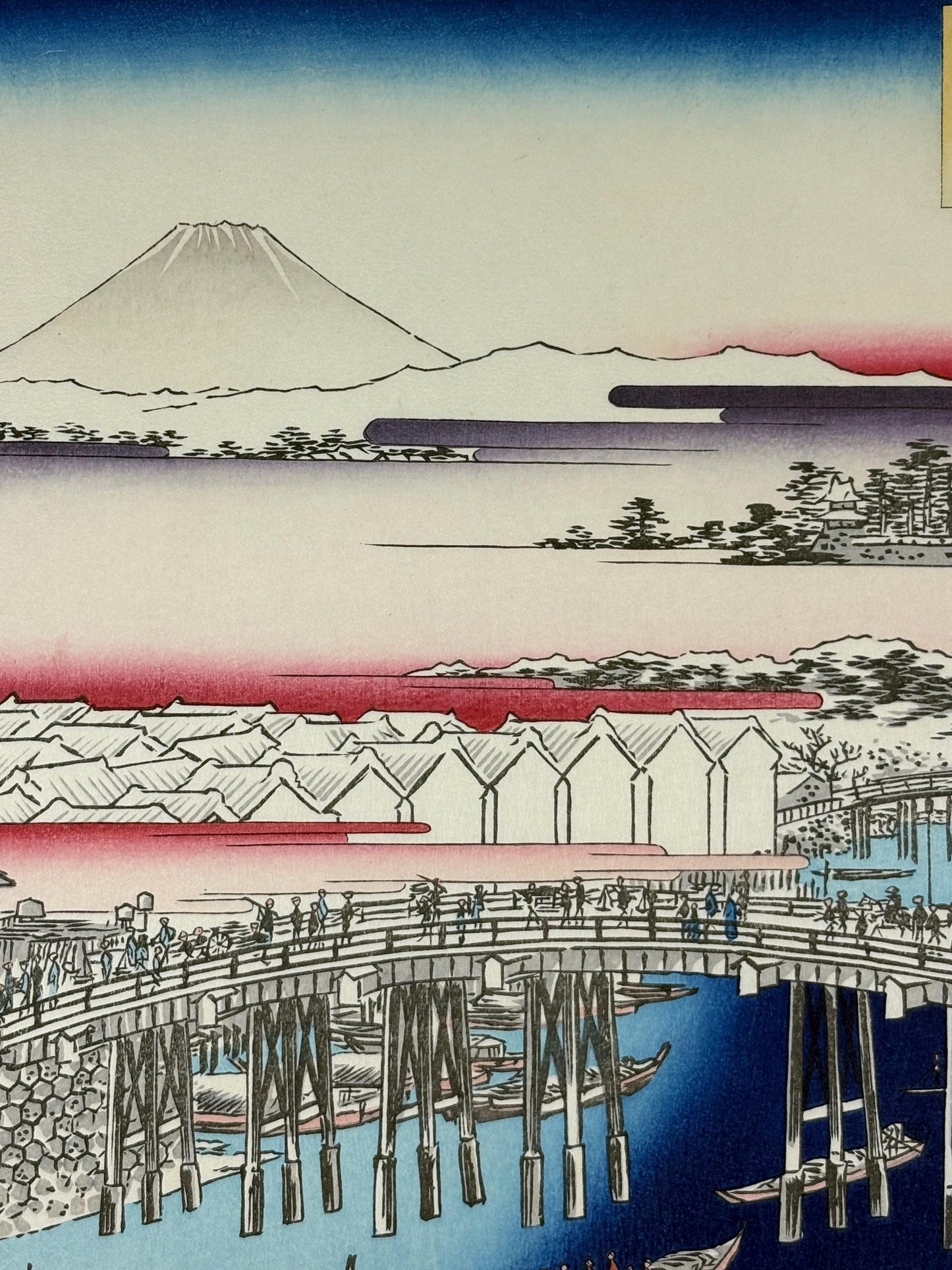 Japanese Ukiyoe, woodblock print, Hiroshige, "Nihonbashi, Clearing After Snow, from the series One Hundred Famous Views of Edo"