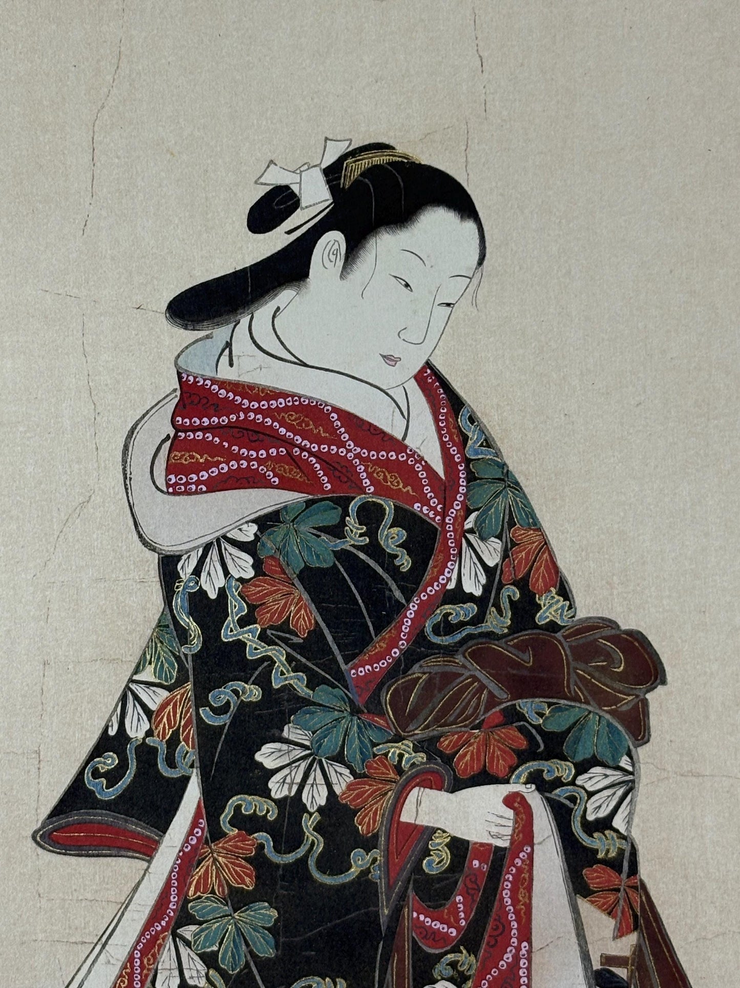Japanese antique Ukiyoe, woodcut print, 1906, Japanese antique woodblock print, Miyagawa Choshun, "美人図", from Ukiyoe-ha-gashu.
