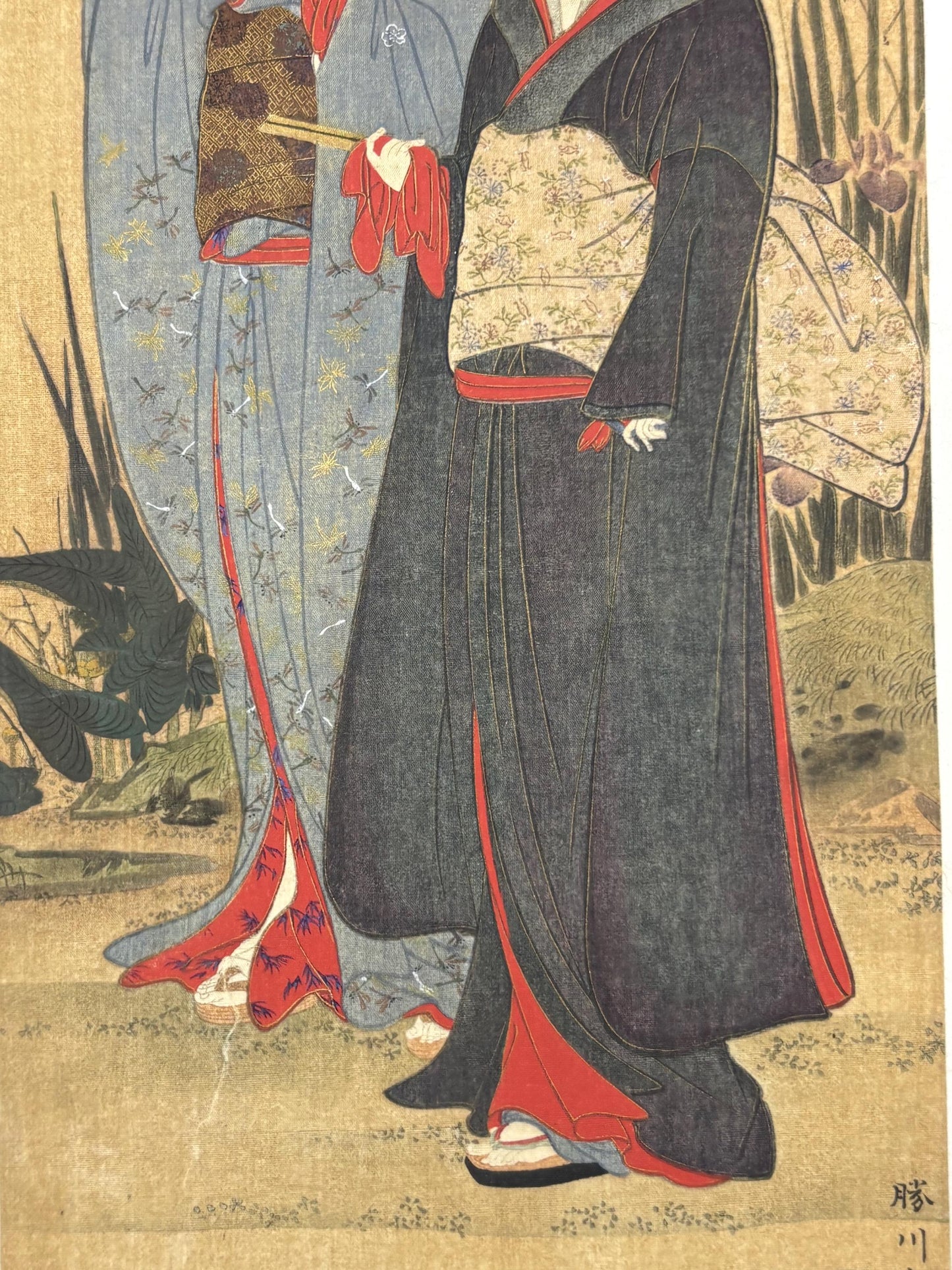 1906, Japanese antique woodblock print, Katsukawa Shunsho, "舞妓漫歩図", from Ukiyoe-ha-gashu.