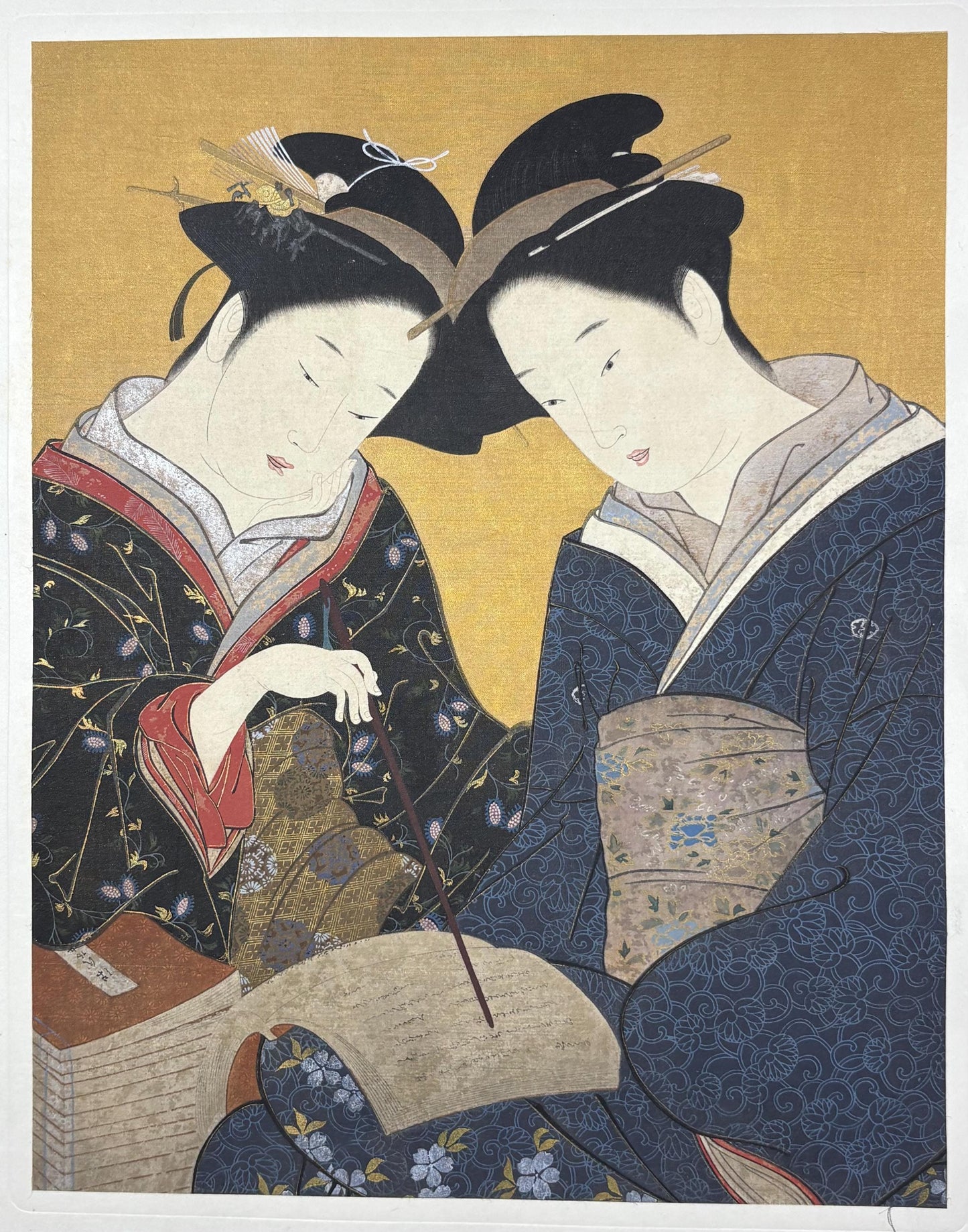 1906, Japanese antique woodblock print, Katsukawa Shunsho, "美人図", from Ukiyoe-ha-gashu.