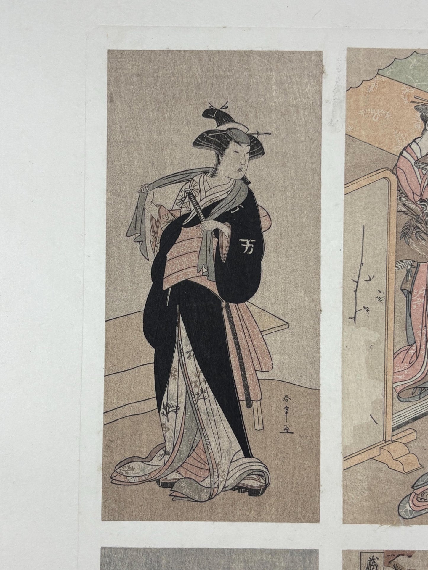 1906, Japanese antique woodblock print, Katsukawa Shunsho, from Ukiyoe-ha-gashu.