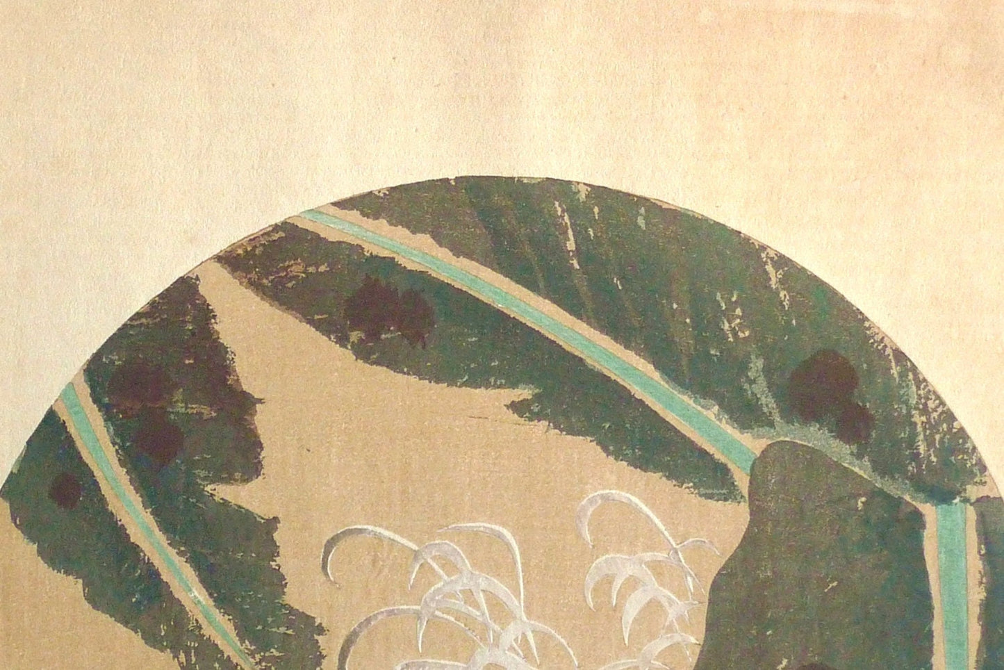 Japanese antique woodblock print, Ito Jakuchu, "Wen, from Jakuchu gafu", woodcut print.