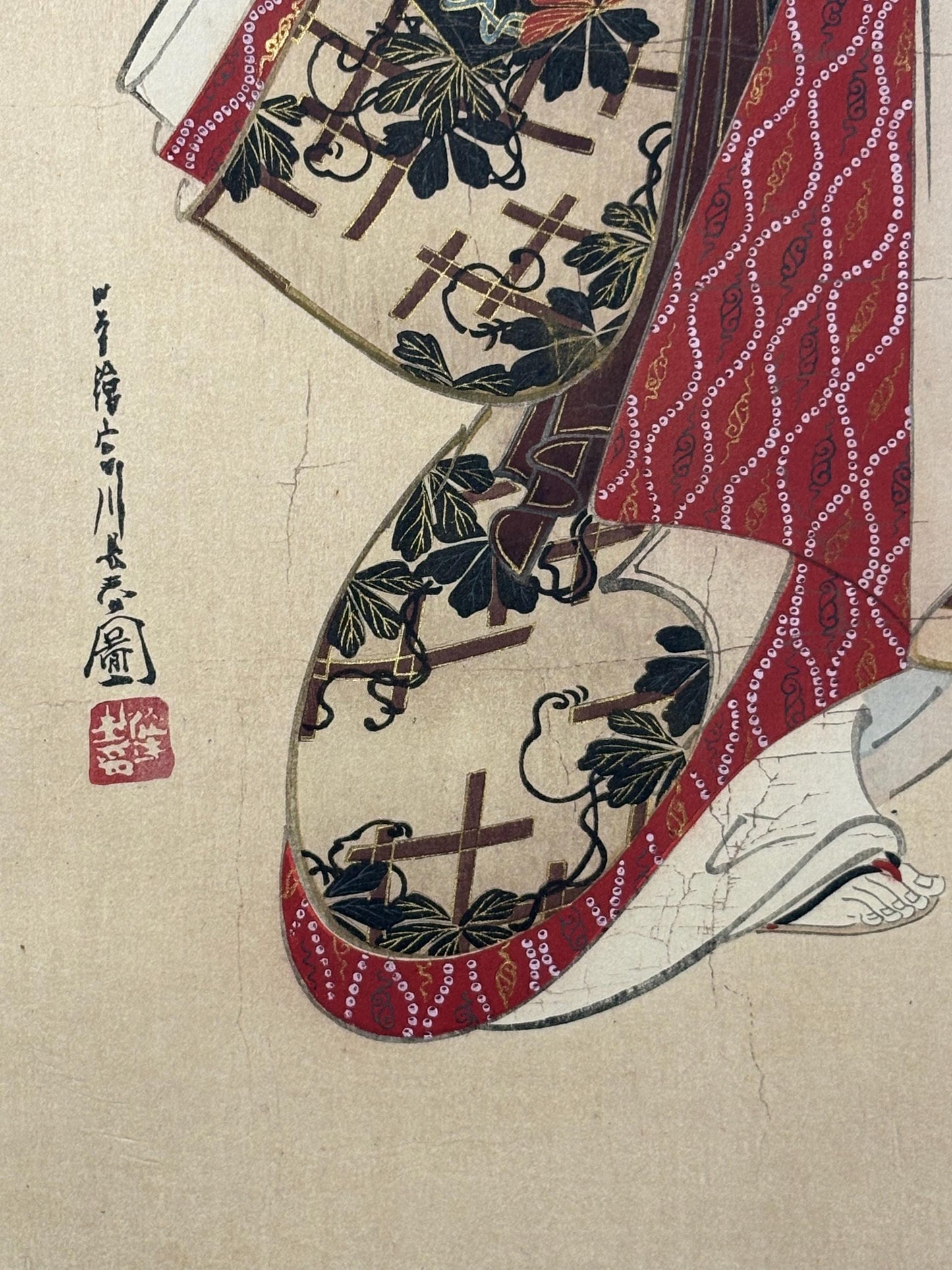 Japanese antique Ukiyoe, woodcut print, 1906, Japanese antique woodblock print, Miyagawa Choshun, "美人図", from Ukiyoe-ha-gashu.