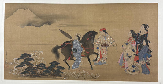 1906, Japanese antique woodblock print, Miyagawa Choshun, "今様東下図", from Ukiyoe-ha-gashu.