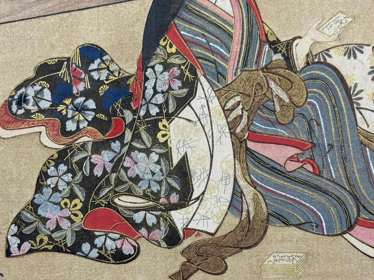 Ukiyoe-ha-gashu,  Japanese antique Ukiyoe, woodcut print, 1906, Miyagawa Issho, "美人弄骨牌図"